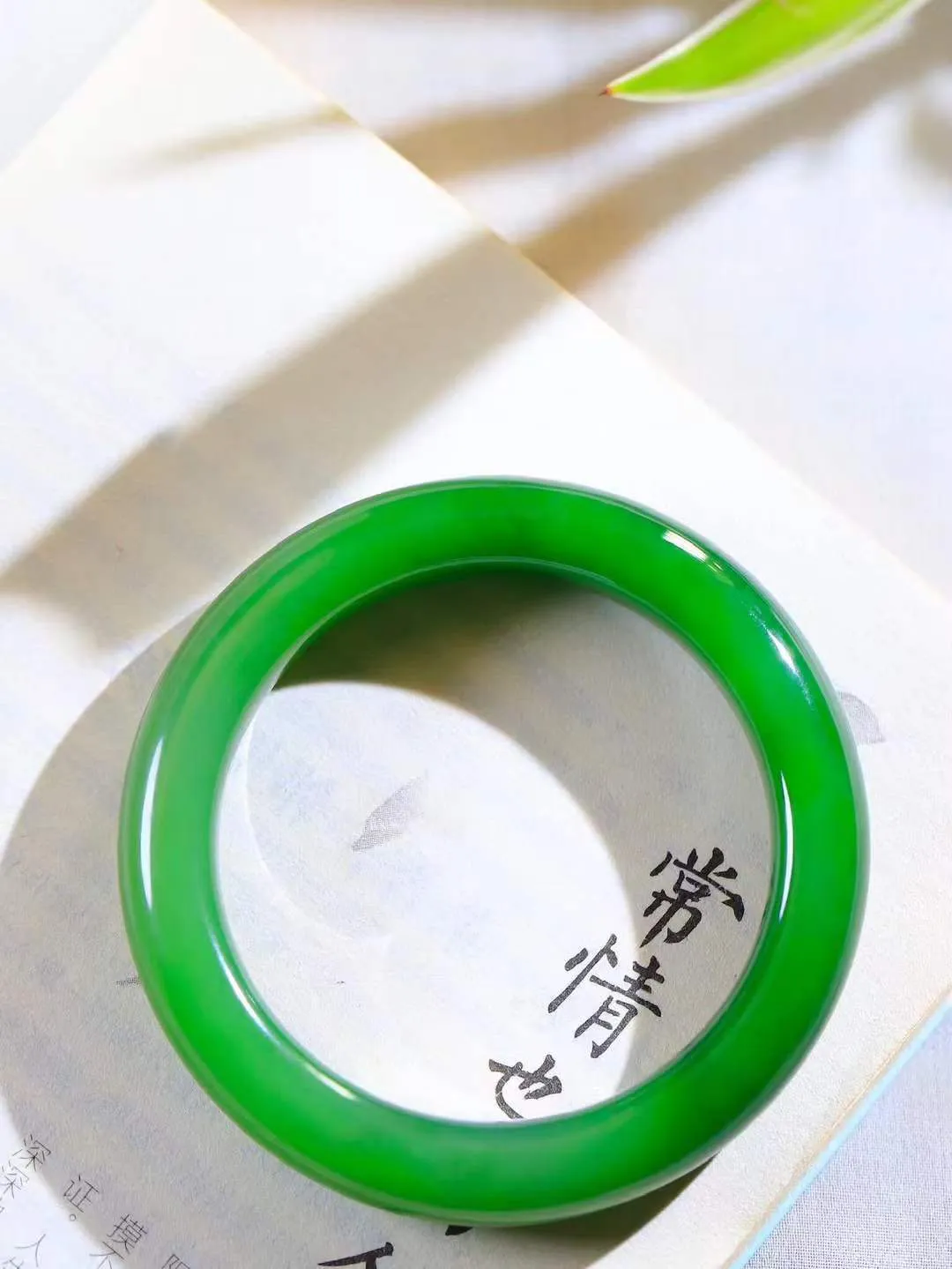 【悠悠芳华.镯】

典藏级臻品和田玉碧玉手镯 玉质温润 青葱岁月，尽收腕中，婉转流畅，凝岁月悠长。盈一眸恬淡，挽一抹绿意。重63.3克 内径55mm尺寸12.4-10mm   86110251A