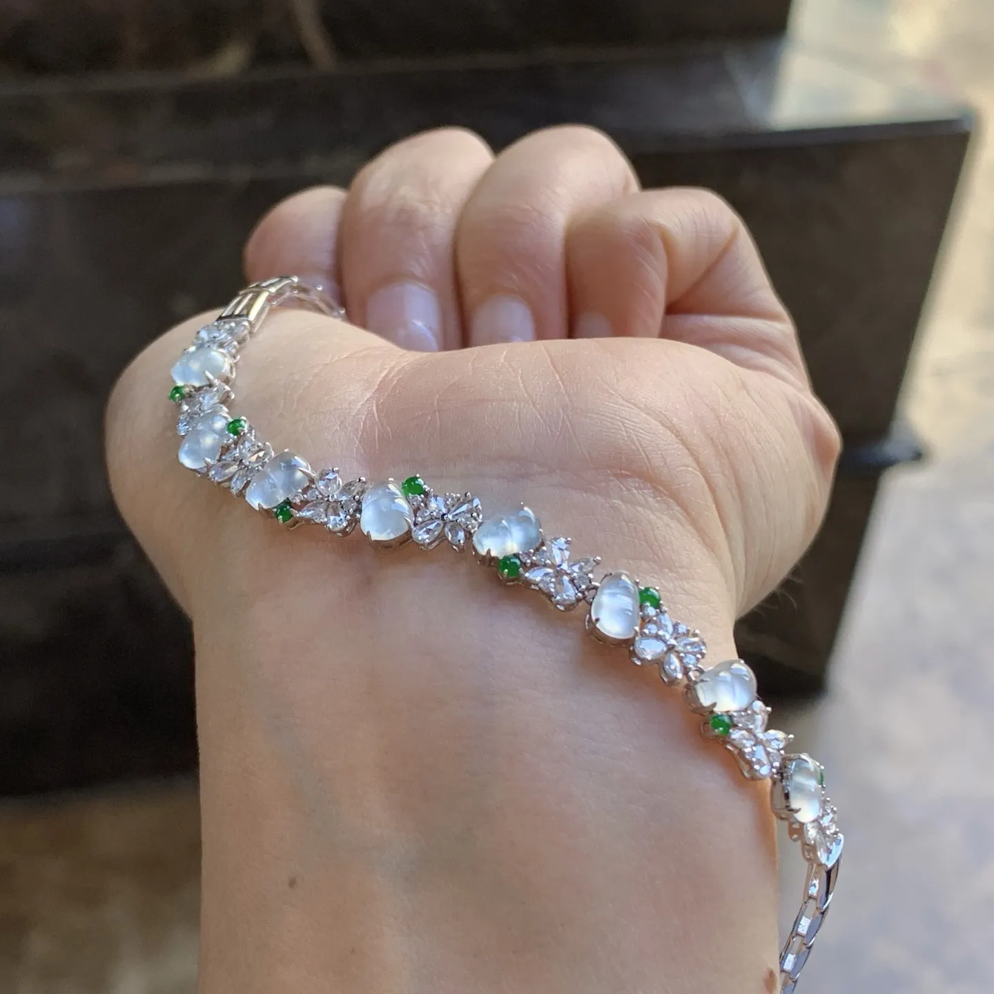 金钻镶嵌冰种手链^_^冰透 清新