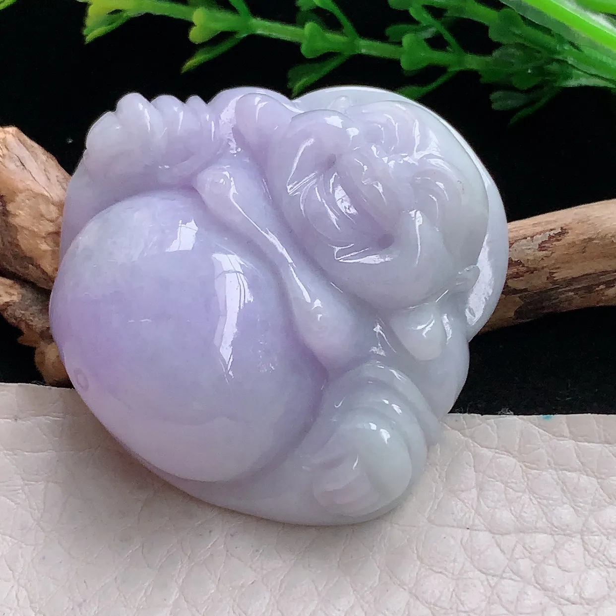 zen自然光41.5*43.9*13.7天然缅甸翡翠紫罗兰大佛公 弥勒佛玉吊坠 毛衣坠