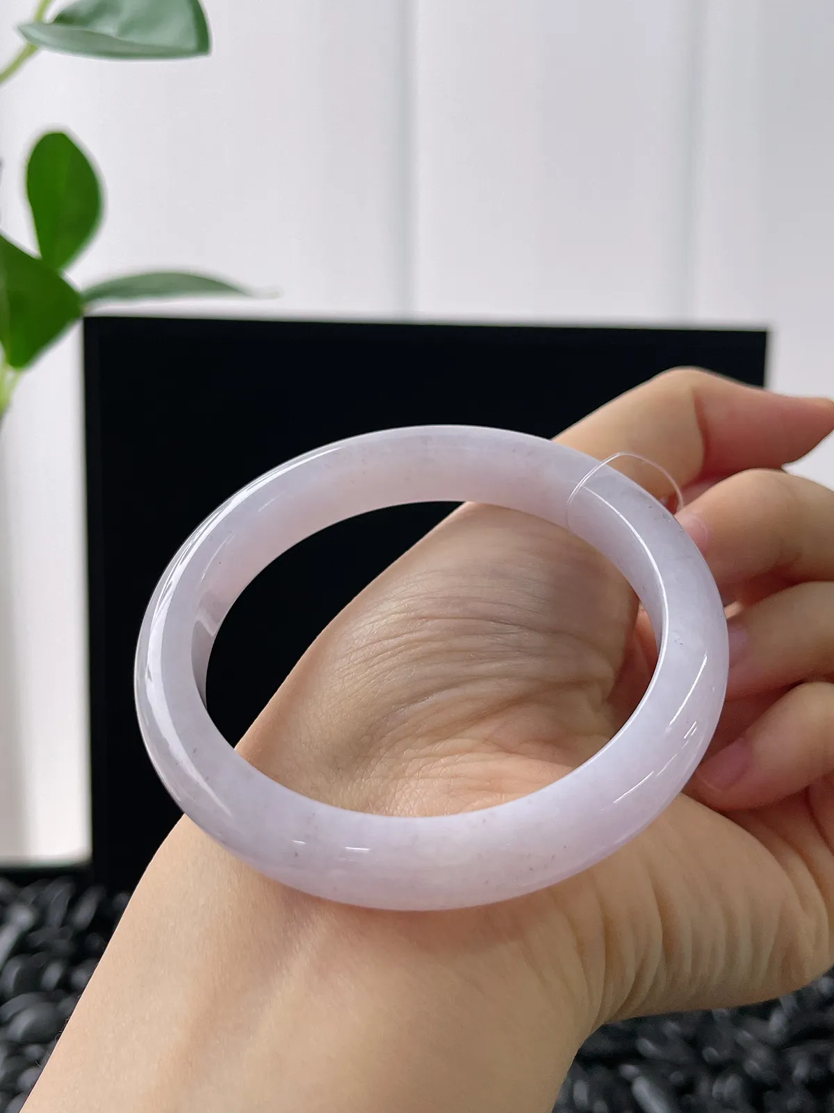 正圈55圈口，翡翠糯化种紫色手镯