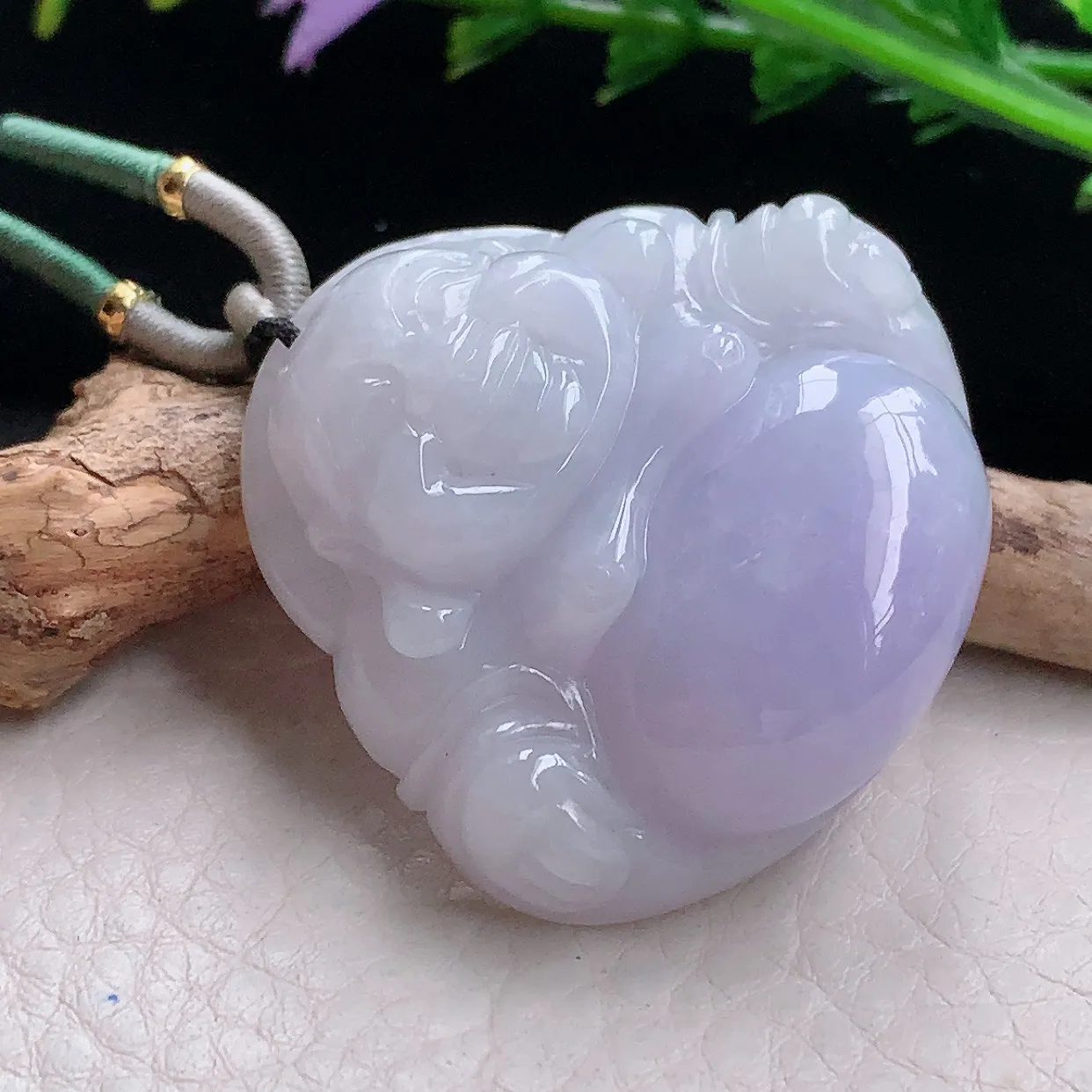 zen自然光39.5*41.8*12.2天然缅甸翡翠紫罗兰大佛公 弥勒佛玉吊坠 毛衣坠