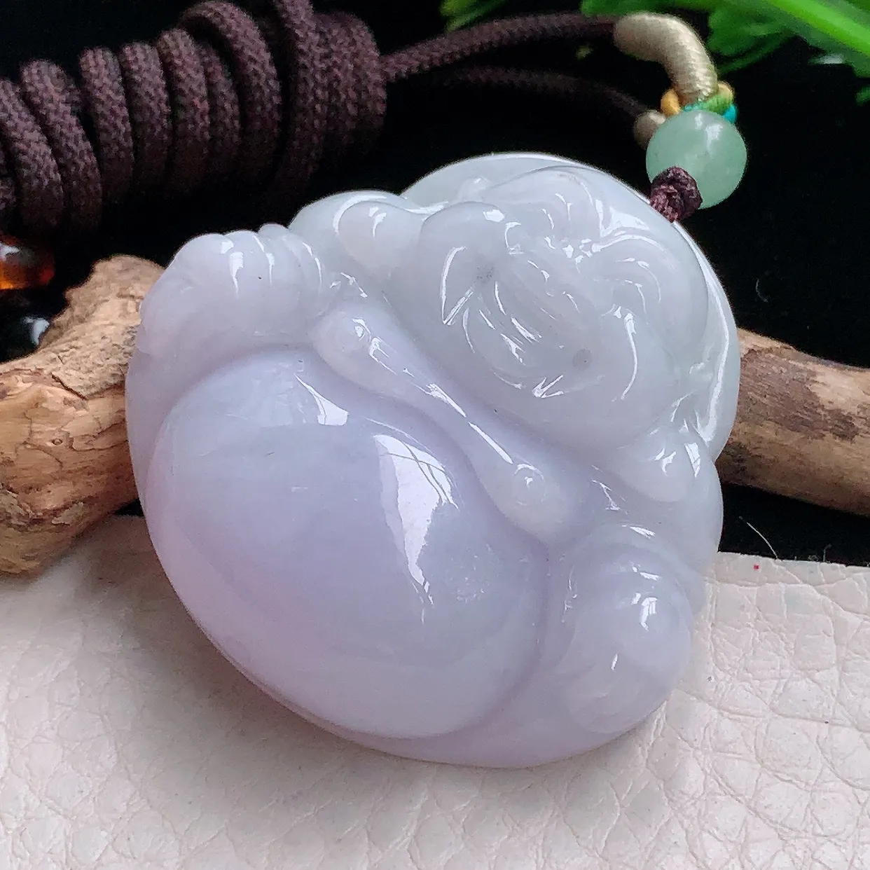 zen自然光28.8*31.3*12.6天然缅甸翡翠紫罗兰佛公 弥勒佛玉吊坠