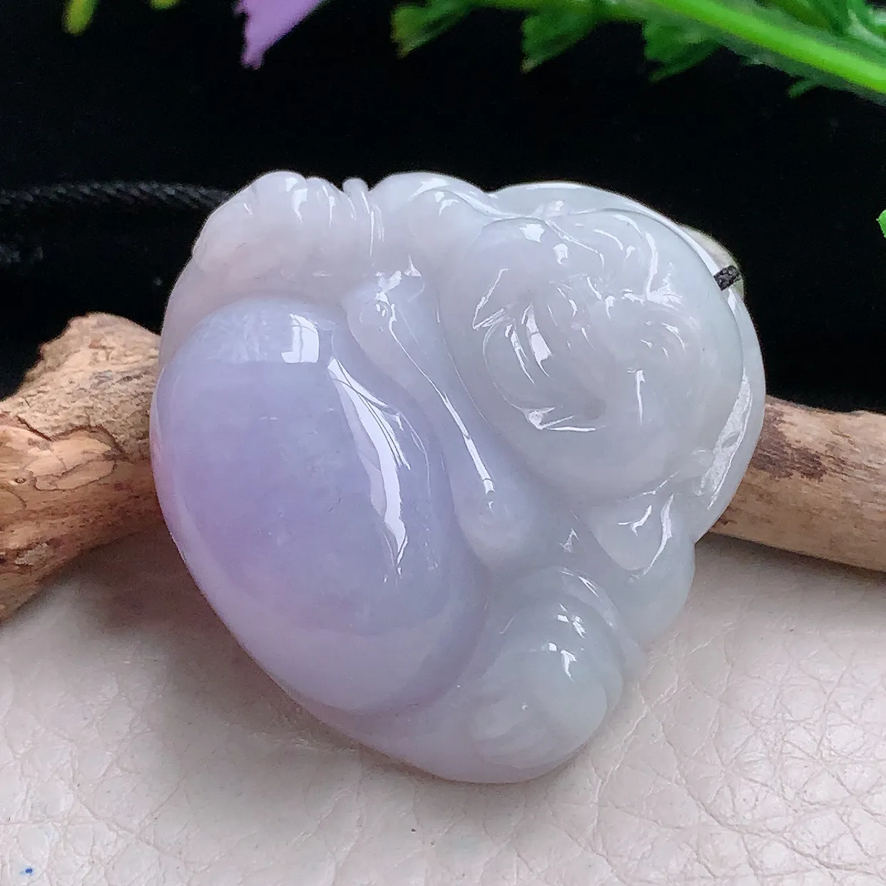 zen自然光39.5*41.8*12.2天然缅甸翡翠紫罗兰大佛公 弥勒佛玉吊坠 毛衣坠