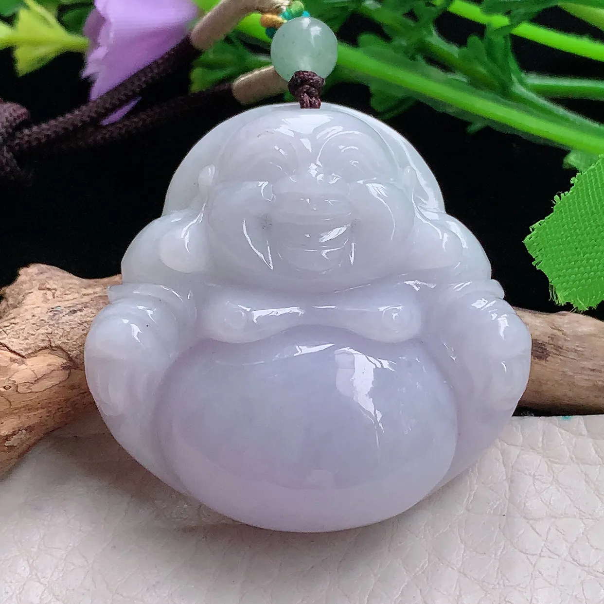 zen自然光28.8*31.3*12.6天然缅甸翡翠紫罗兰佛公 弥勒佛玉吊坠