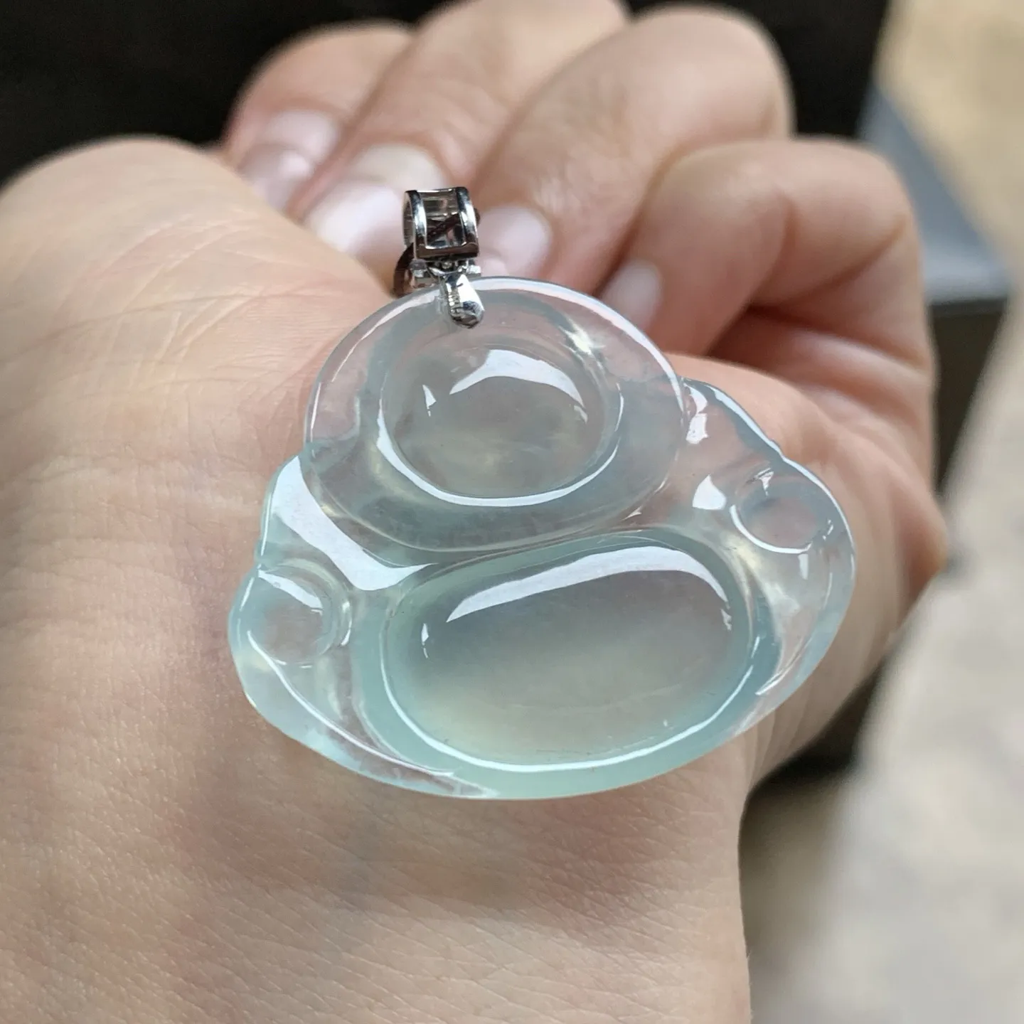 金扣冰种佛公^_^透亮荧光十足