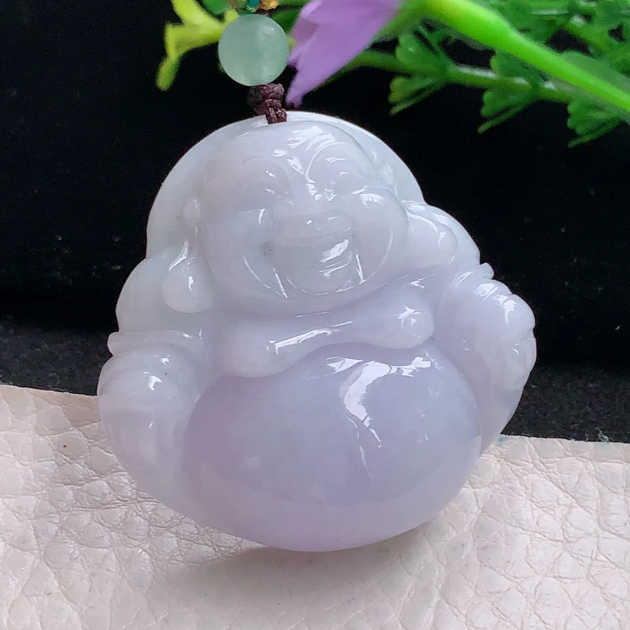 zen自然光28.8*31.3*12.6天然缅甸翡翠紫罗兰佛公 弥勒佛玉吊坠