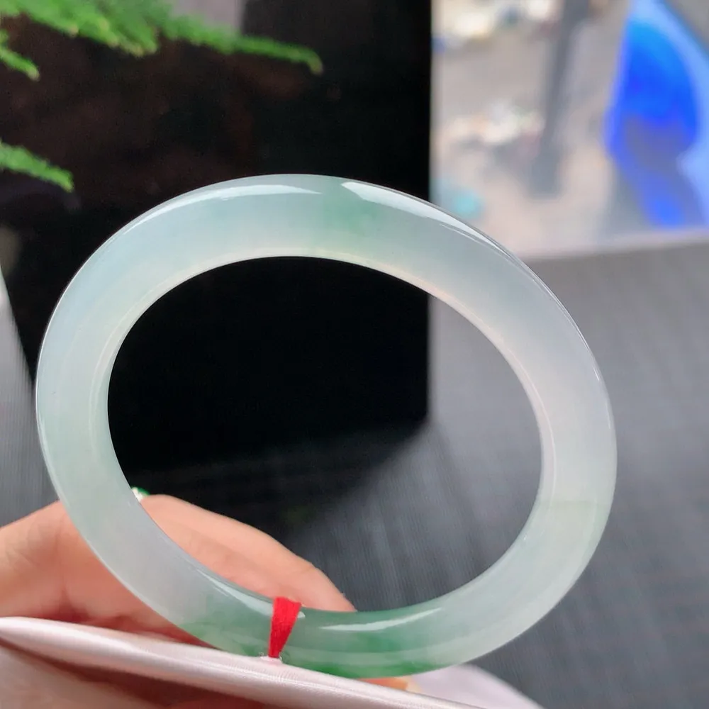 圆条高冰绿花 无瑕 尺寸:54.2/8.1/8.4 花美 种水好