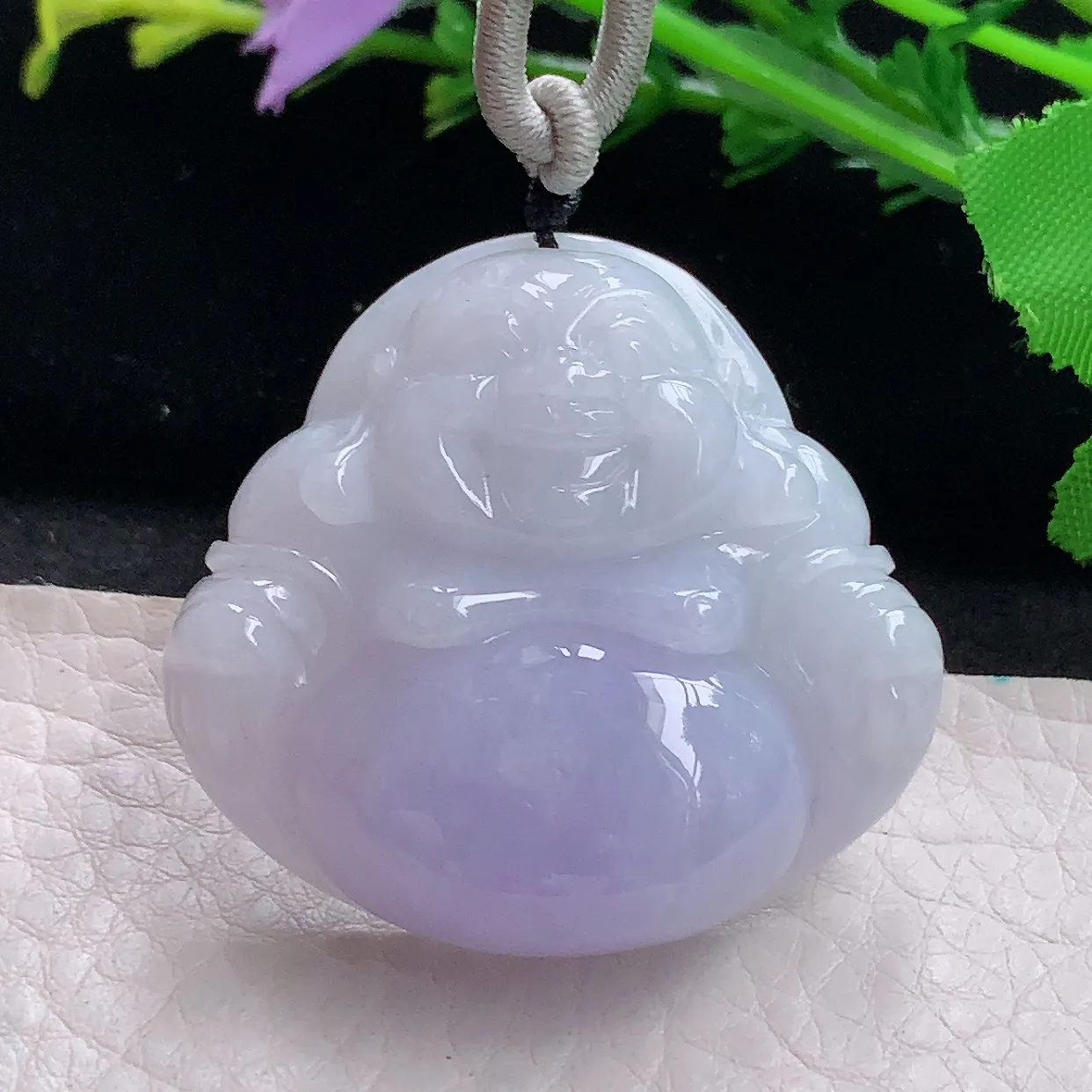 zen自然光39.5*41.8*12.2天然缅甸翡翠紫罗兰大佛公 弥勒佛玉吊坠 毛衣坠