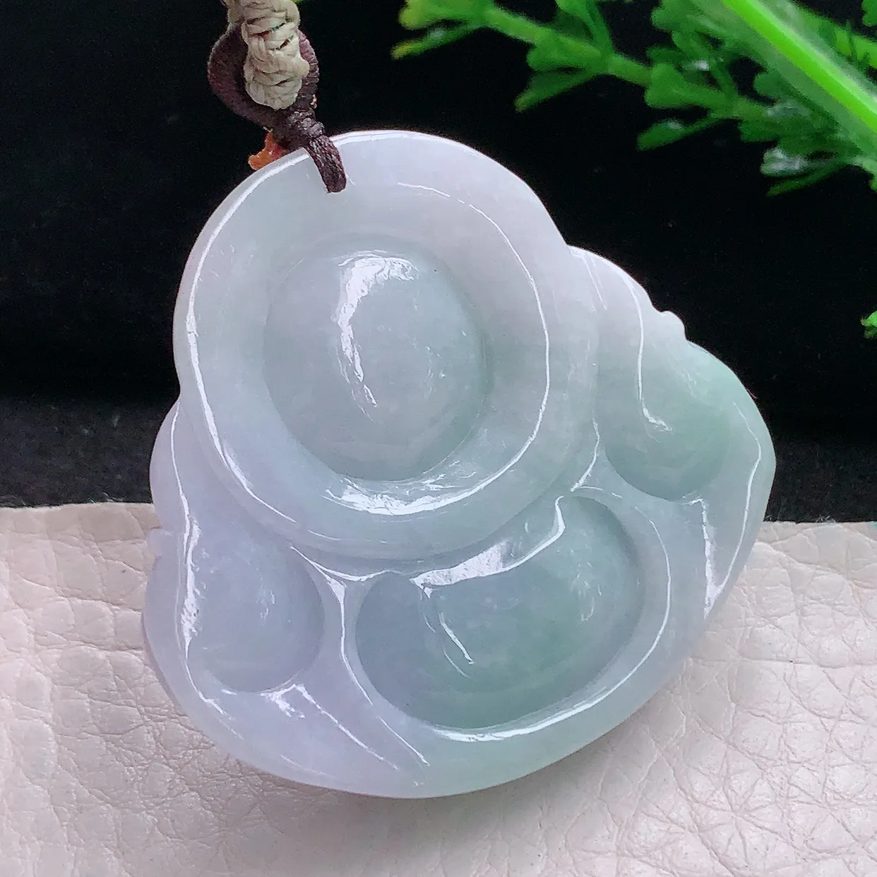 zen自然光42.8*44.6*11天然缅甸翡翠春带彩大佛公 弥勒佛玉吊坠 毛衣坠