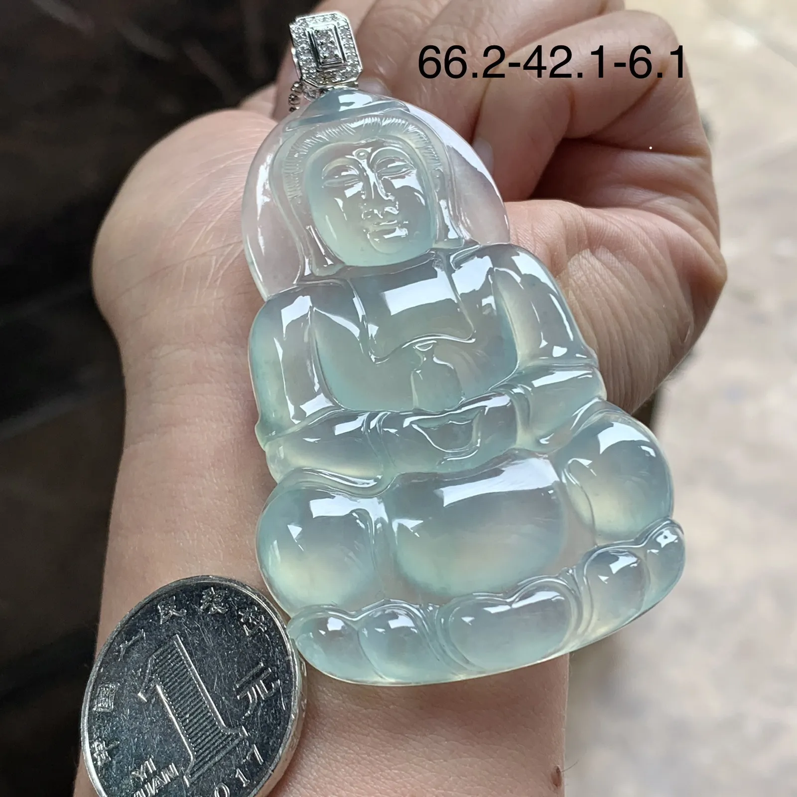 金扣冰种晴水观音^_^尺寸66.2