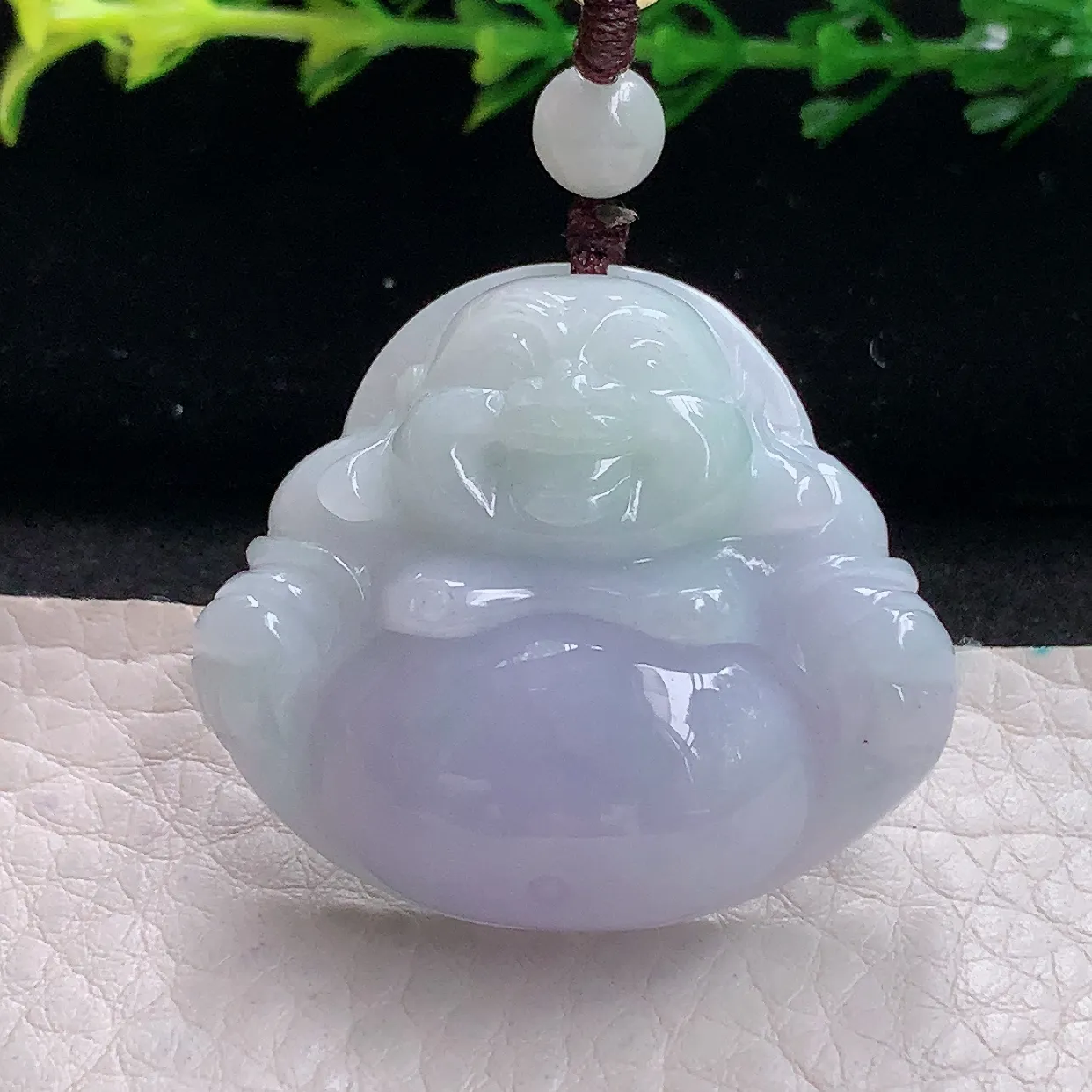 zen自然光40.5*41.2*12.6天然缅甸翡翠紫罗兰大佛公 弥勒佛玉吊坠 毛衣坠