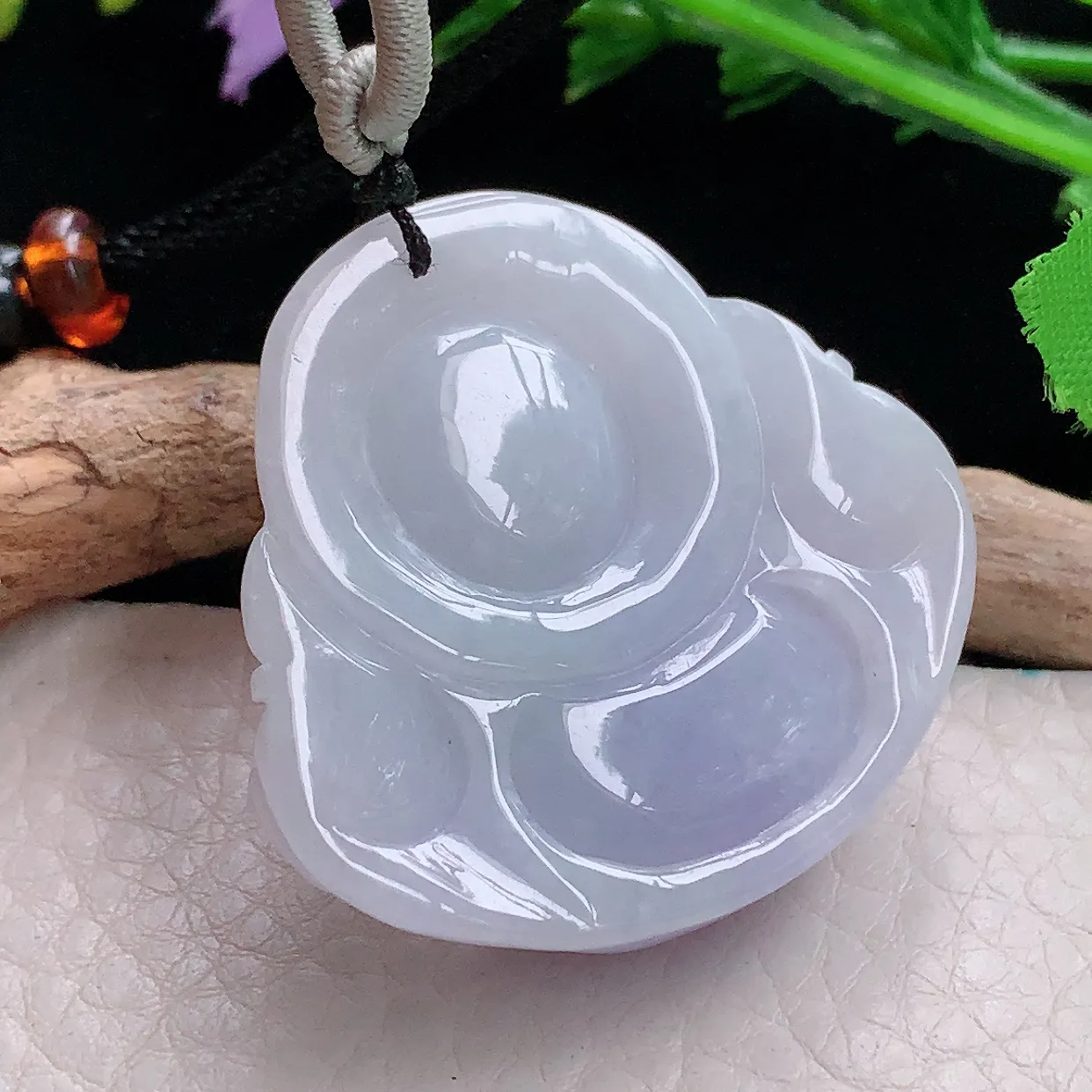 zen自然光39.5*41.8*12.2天然缅甸翡翠紫罗兰大佛公 弥勒佛玉吊坠 毛衣坠