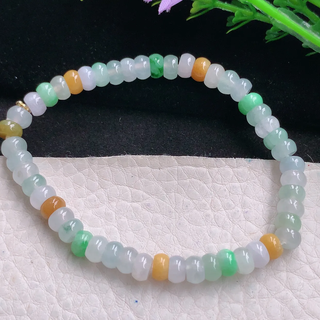 zen自然光6*3.3mm天然缅甸翡翠算盘珠玉手链 手串