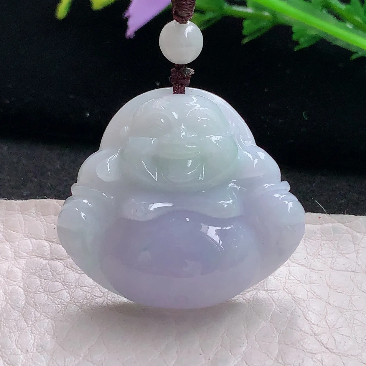 zen自然光40.5*41.2*12.6天然缅甸翡翠紫罗兰大佛公 弥勒佛玉吊坠 毛衣坠