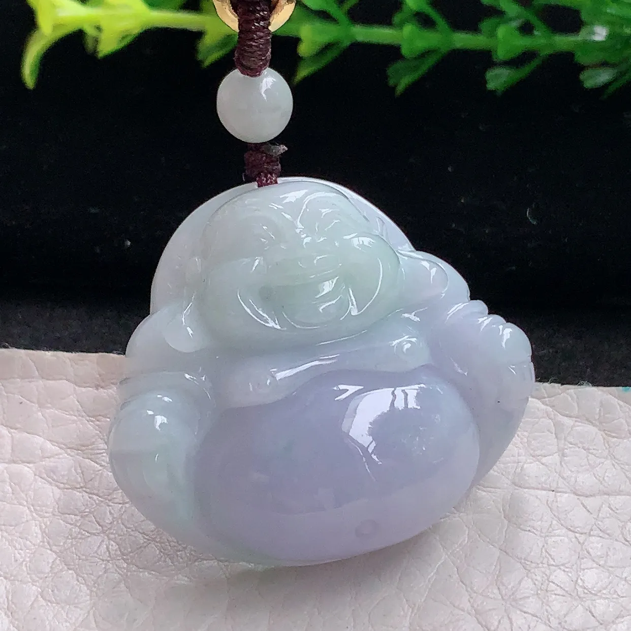 zen自然光40.5*41.2*12.6天然缅甸翡翠紫罗兰大佛公 弥勒佛玉吊坠 毛衣坠