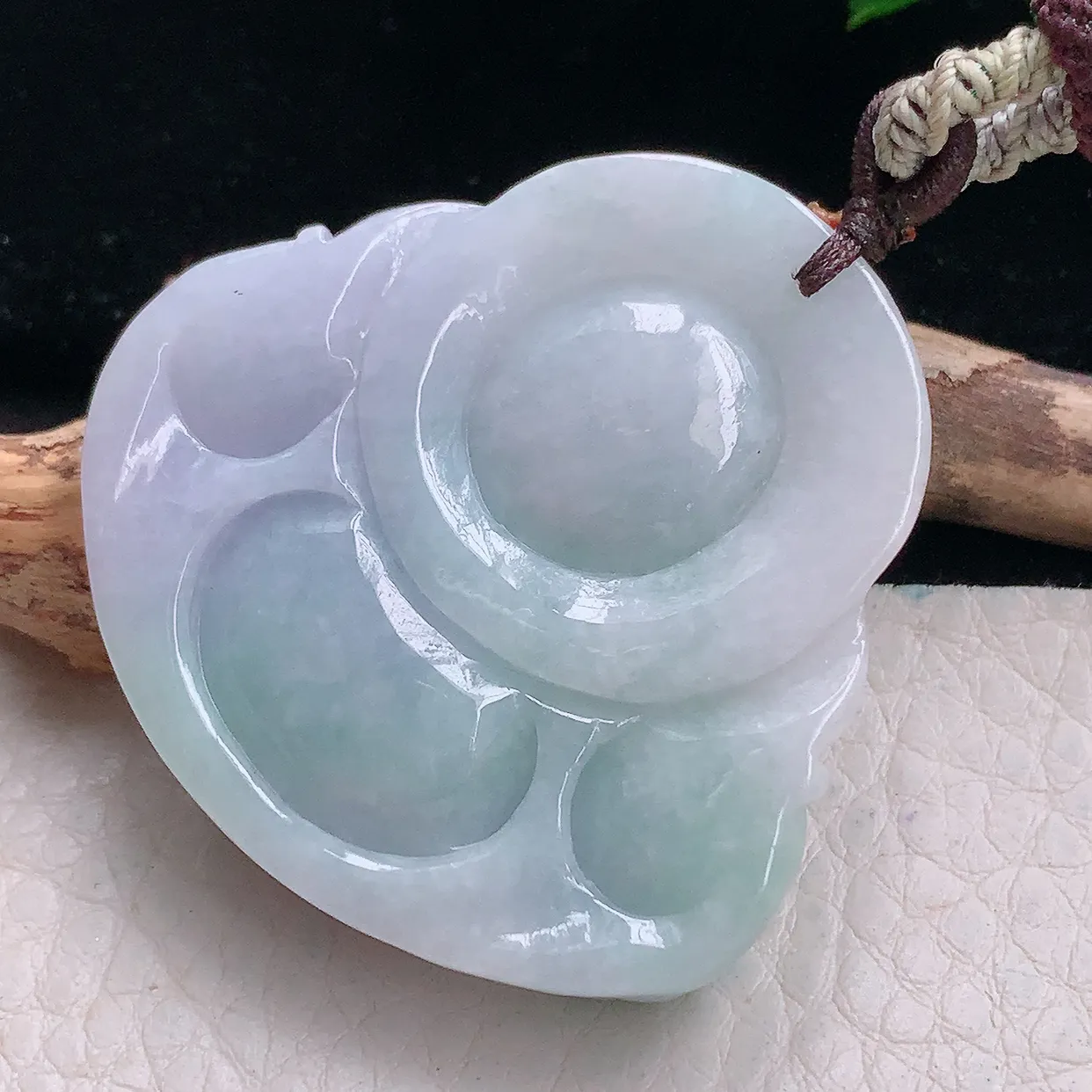 zen自然光42.8*44.6*11天然缅甸翡翠春带彩大佛公 弥勒佛玉吊坠 毛衣坠