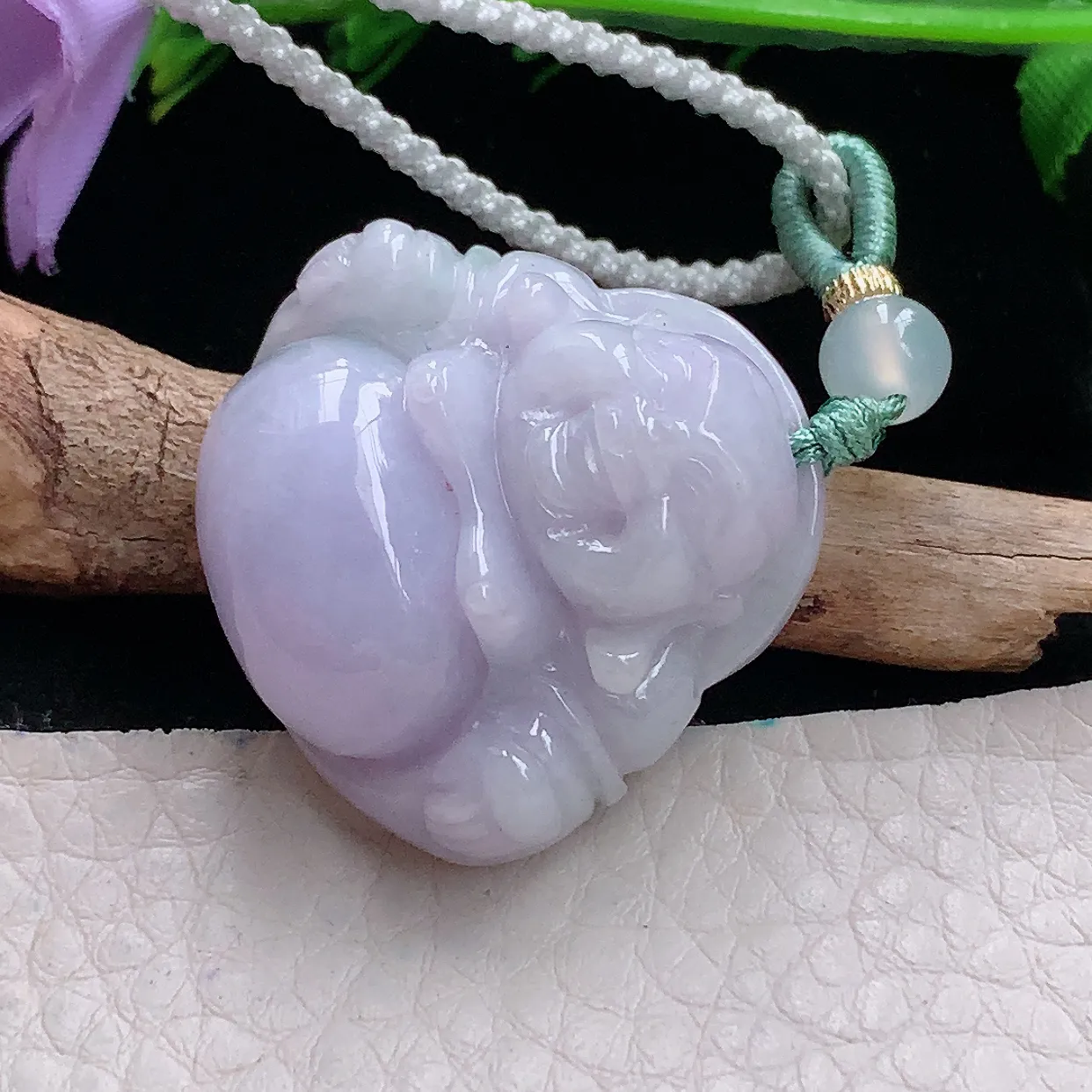zen自然光40.5*41.2*12.6天然缅甸翡翠紫罗兰大佛公 弥勒佛玉吊坠 毛衣坠
