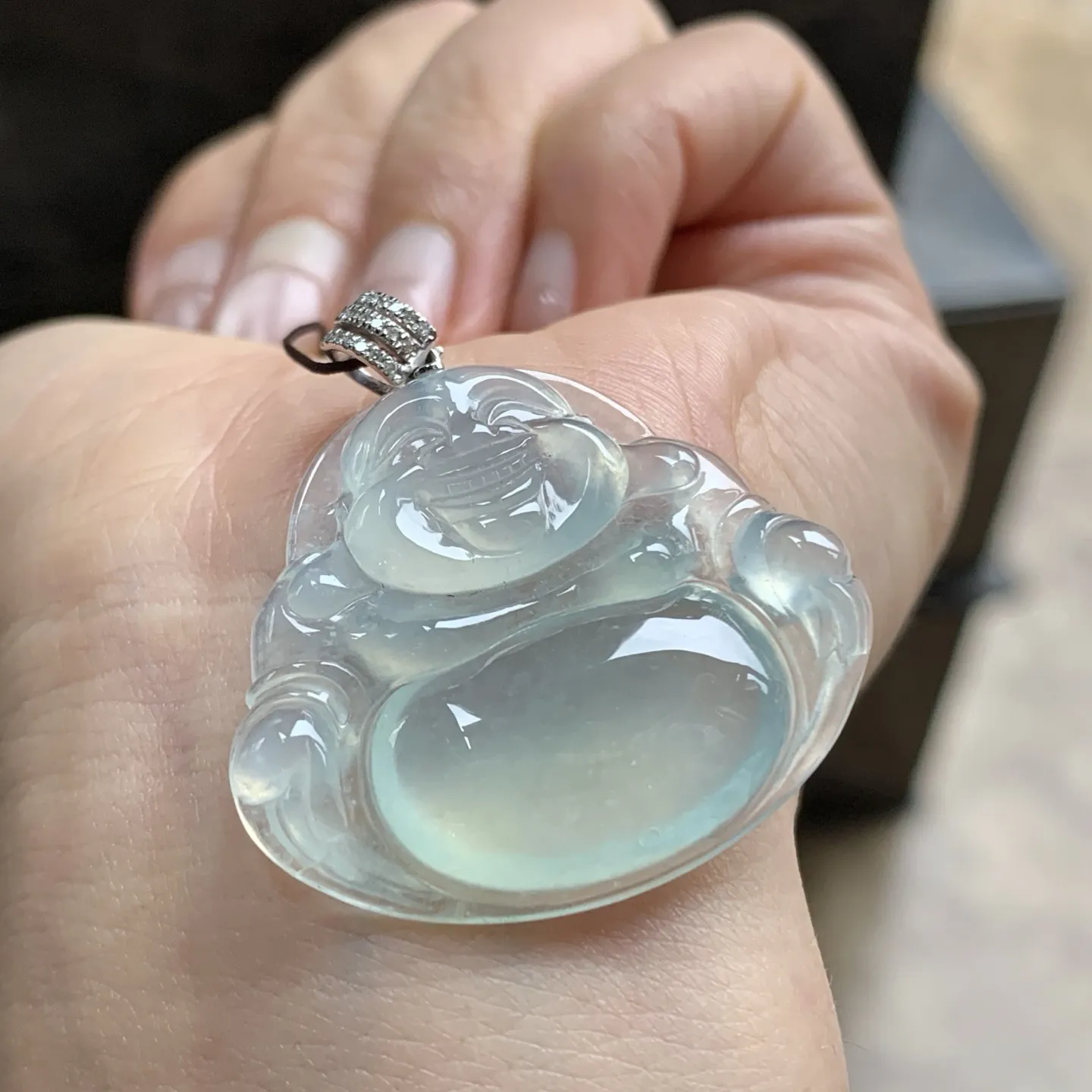 金扣冰种佛公^_^透亮荧光十足