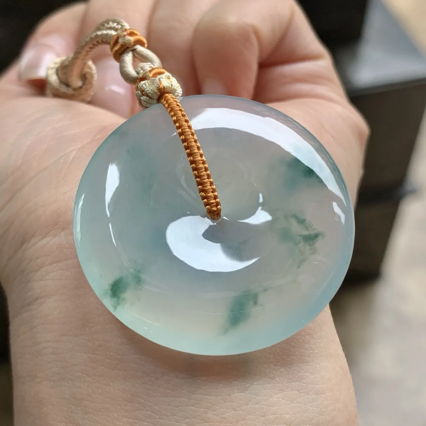 冰蓝花平安扣^_^种水足冰透