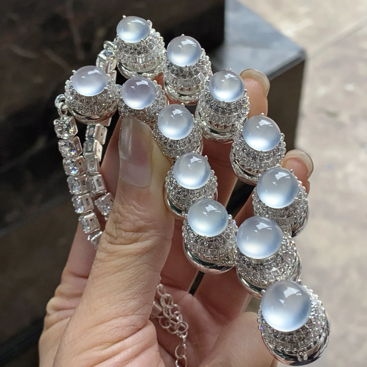 高冰蛋面套链^_^种水透亮 荧光十足 饱满