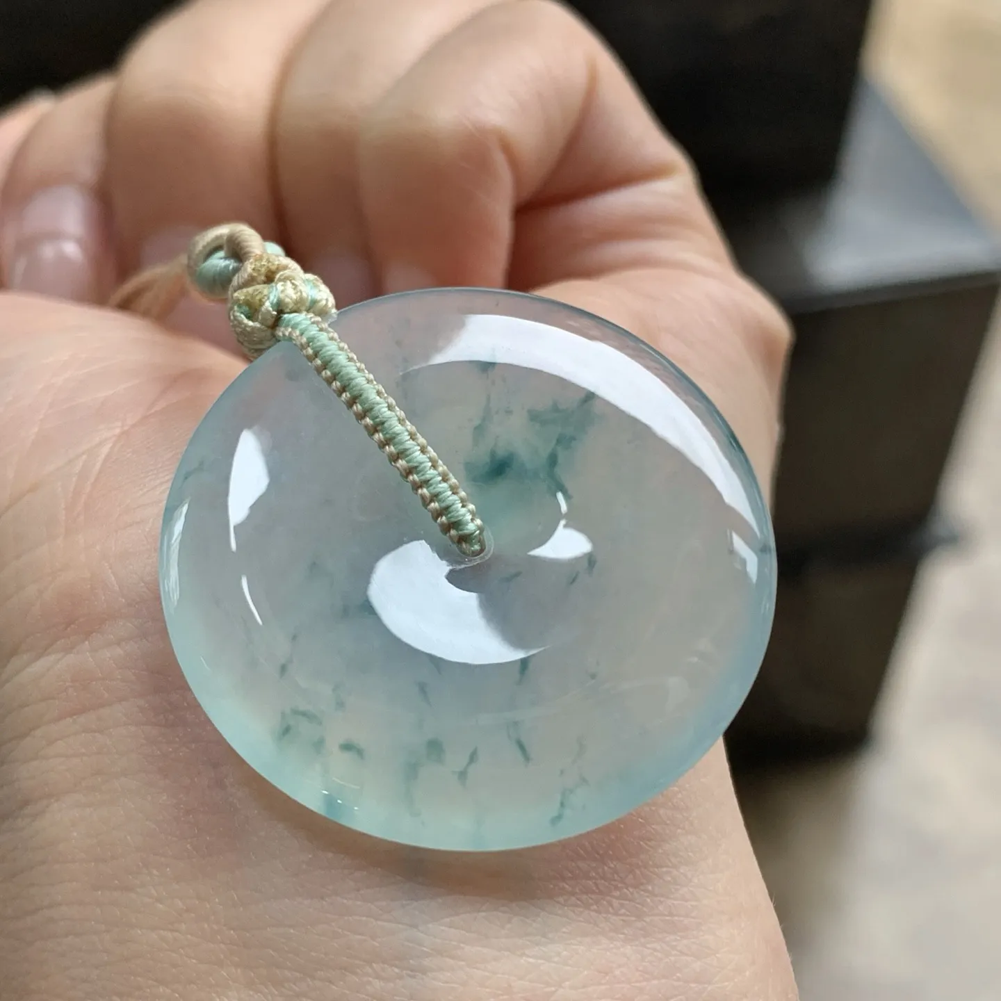 冰蓝花平安扣^_^冰透