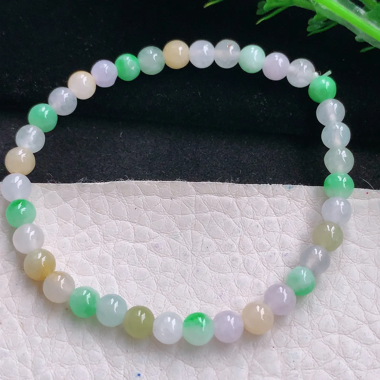 zen自然光5.5mm天然缅甸翡翠三彩5.5mm圆珠玉手链 手串