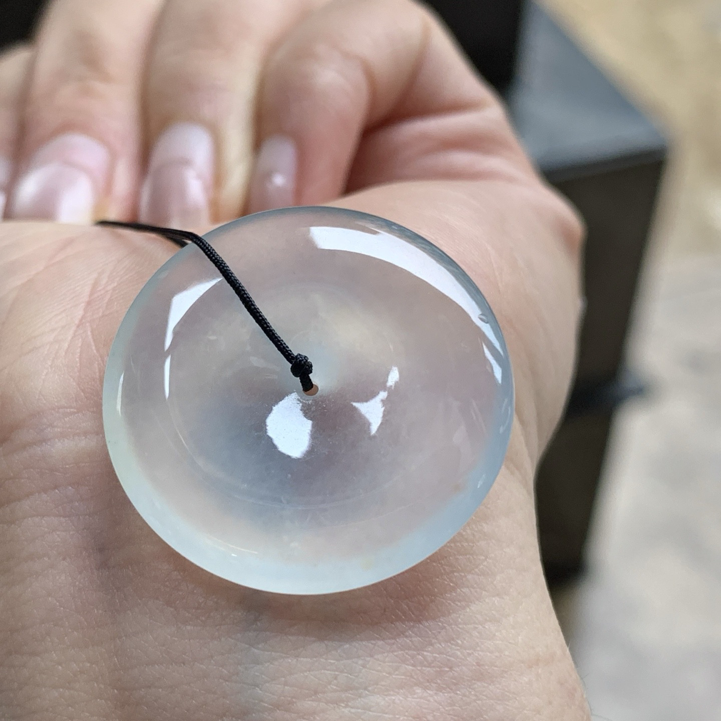 冰种平安扣^_^种老荧光十足 透亮