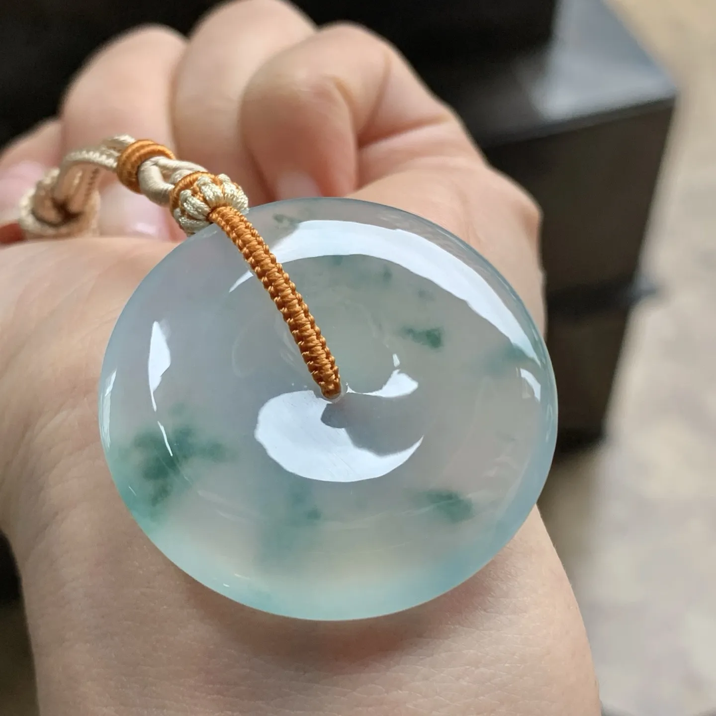 冰蓝花平安扣^_^种水足冰透