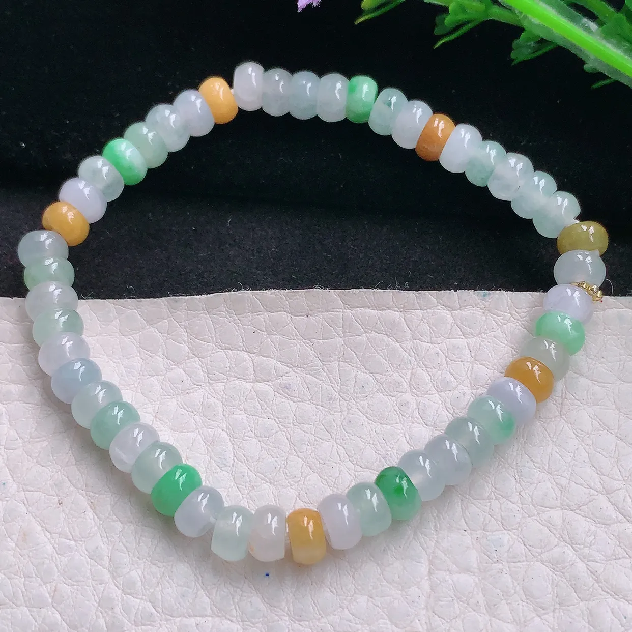 zen自然光6*3.3mm天然缅甸翡翠算盘珠玉手链 手串