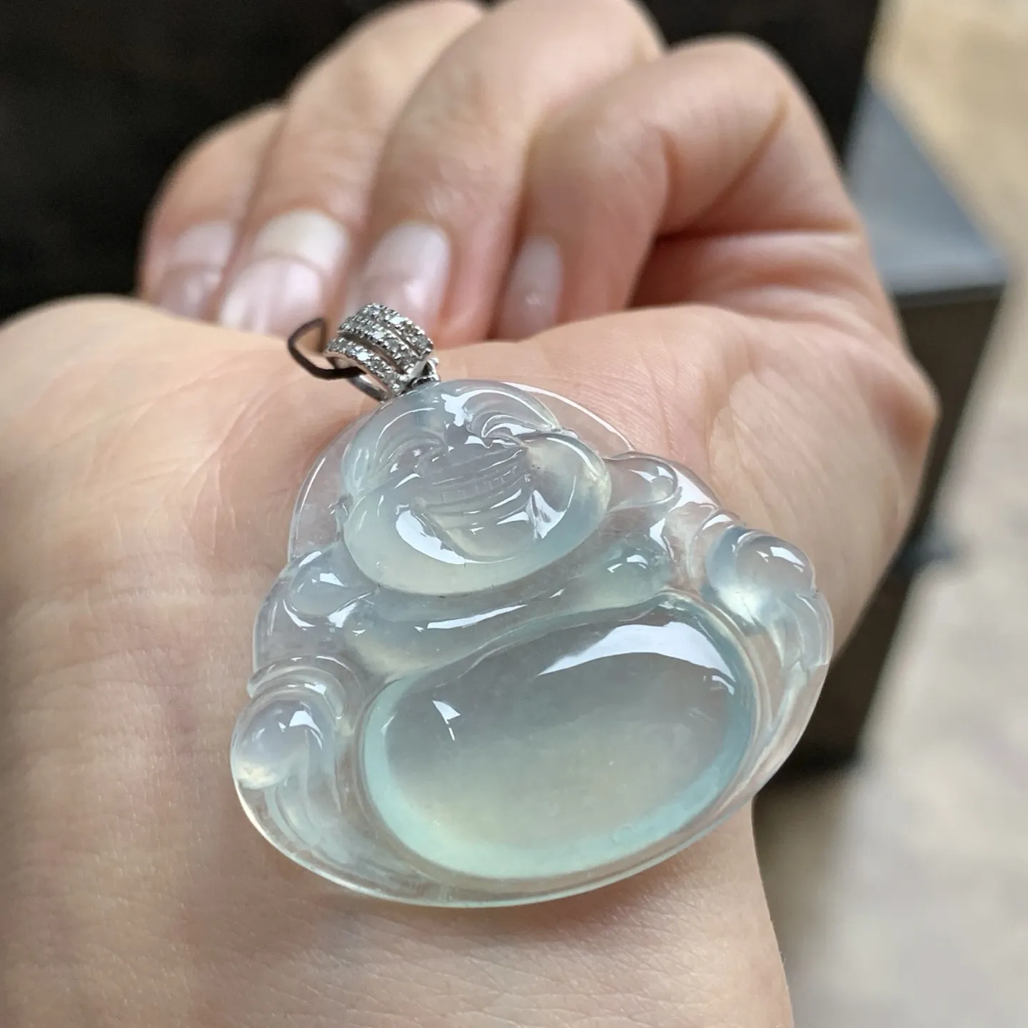 金扣冰种佛公^_^透亮荧光十足