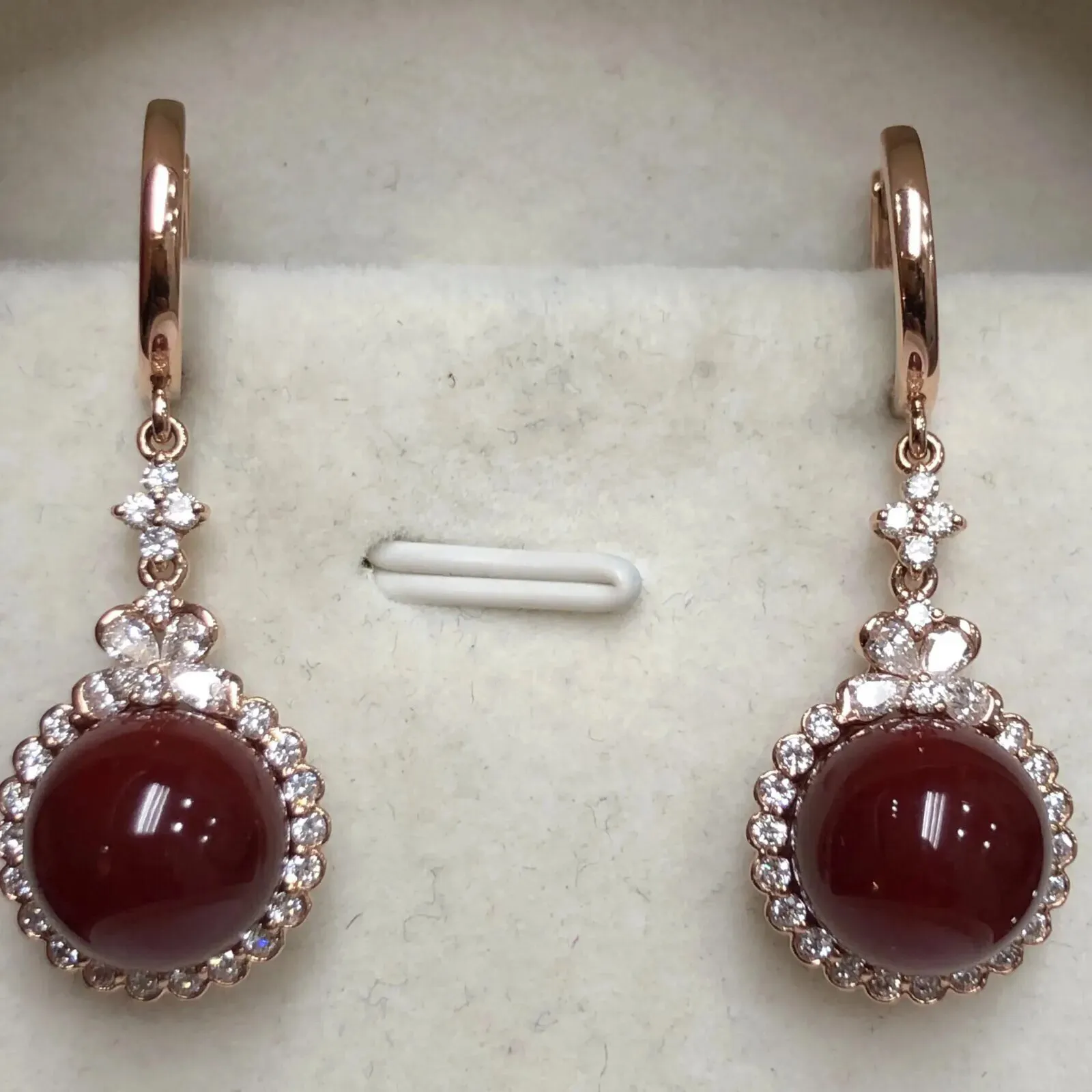 【典藏珍品】【天然阿卡赤血牛血红珊瑚10mm圆珠大钻满钻豪华镶嵌耳坠】可遇不可求！日本深海阿卡材料，