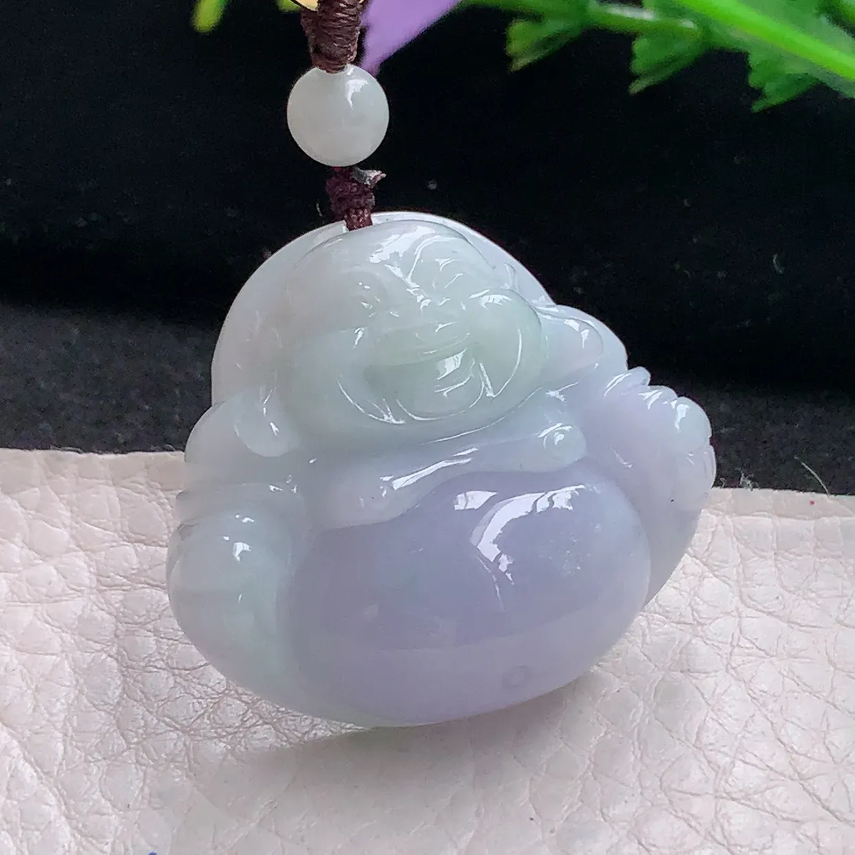 zen自然光40.5*41.2*12.6天然缅甸翡翠紫罗兰大佛公 弥勒佛玉吊坠 毛衣坠