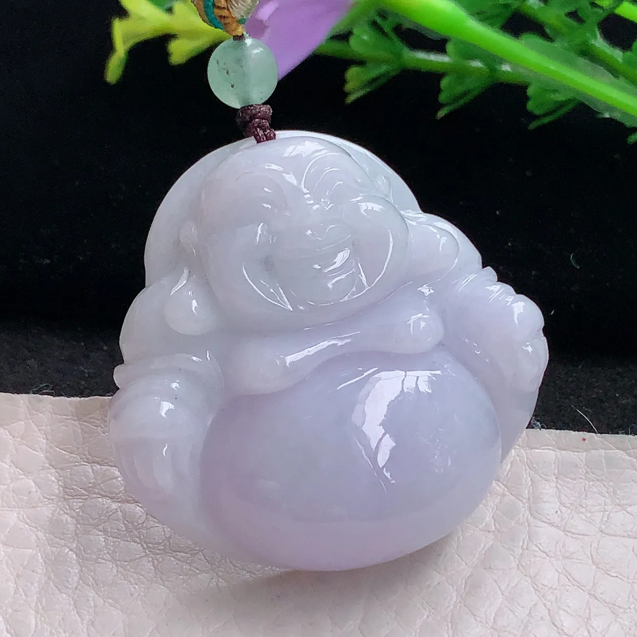 zen自然光28.8*31.3*12.6天然缅甸翡翠紫罗兰佛公 弥勒佛玉吊坠