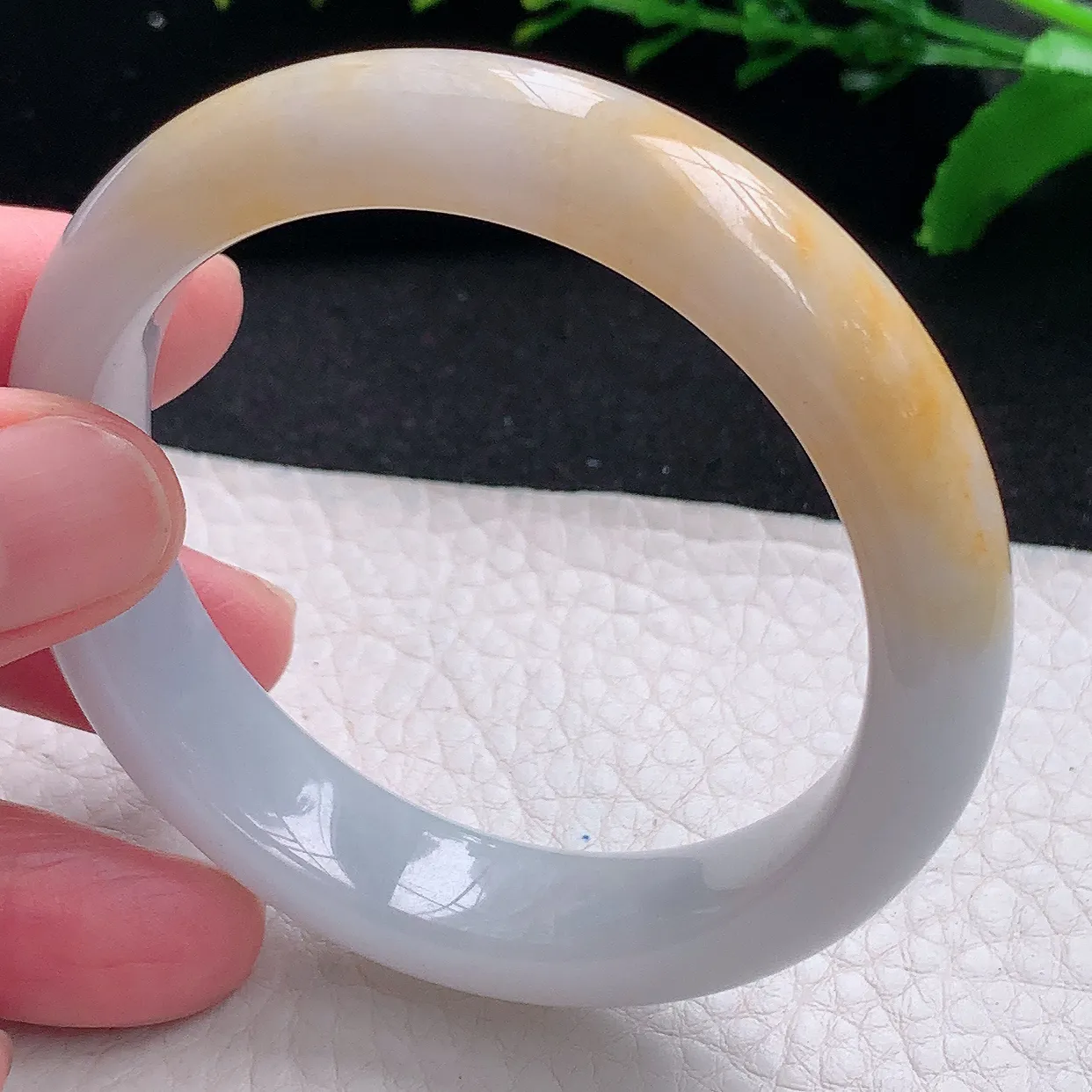 mq小圈口52.5*12.3*7.8平安镯 天然缅甸翡翠a 货双彩宽边玉镯子 玉手环