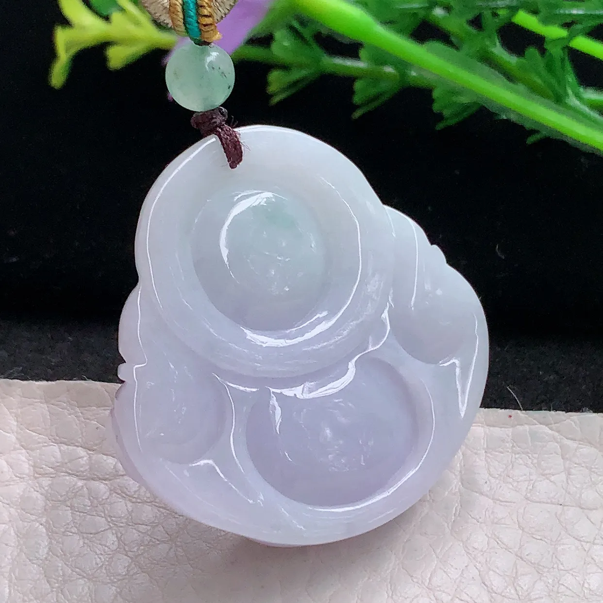 zen自然光28.8*31.3*12.6天然缅甸翡翠紫罗兰佛公 弥勒佛玉吊坠