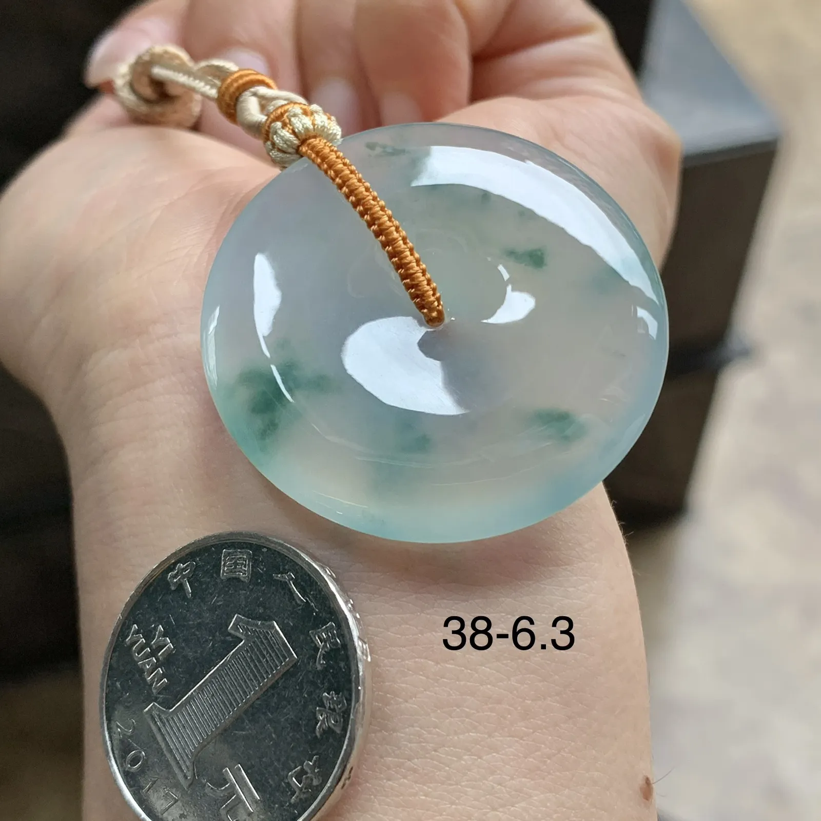 冰蓝花平安扣^_^种水足冰透