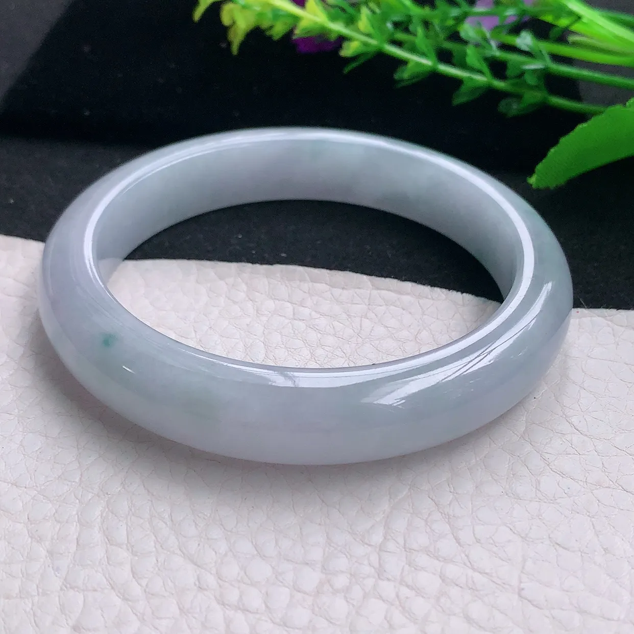 ll大圈口62.5*12.3*8.8平安镯 天然缅甸翡翠a 货冰飘花宽边玉镯子