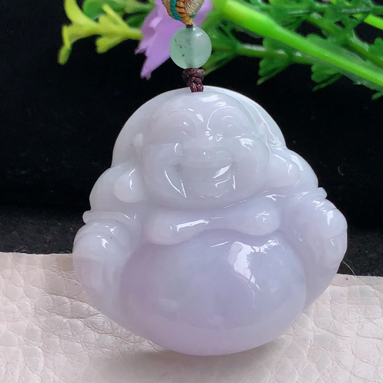 zen自然光28.8*31.3*12.6天然缅甸翡翠紫罗兰佛公 弥勒佛玉吊坠