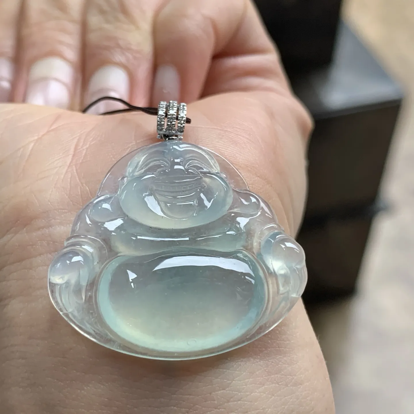 金扣冰种佛公^_^透亮荧光十足