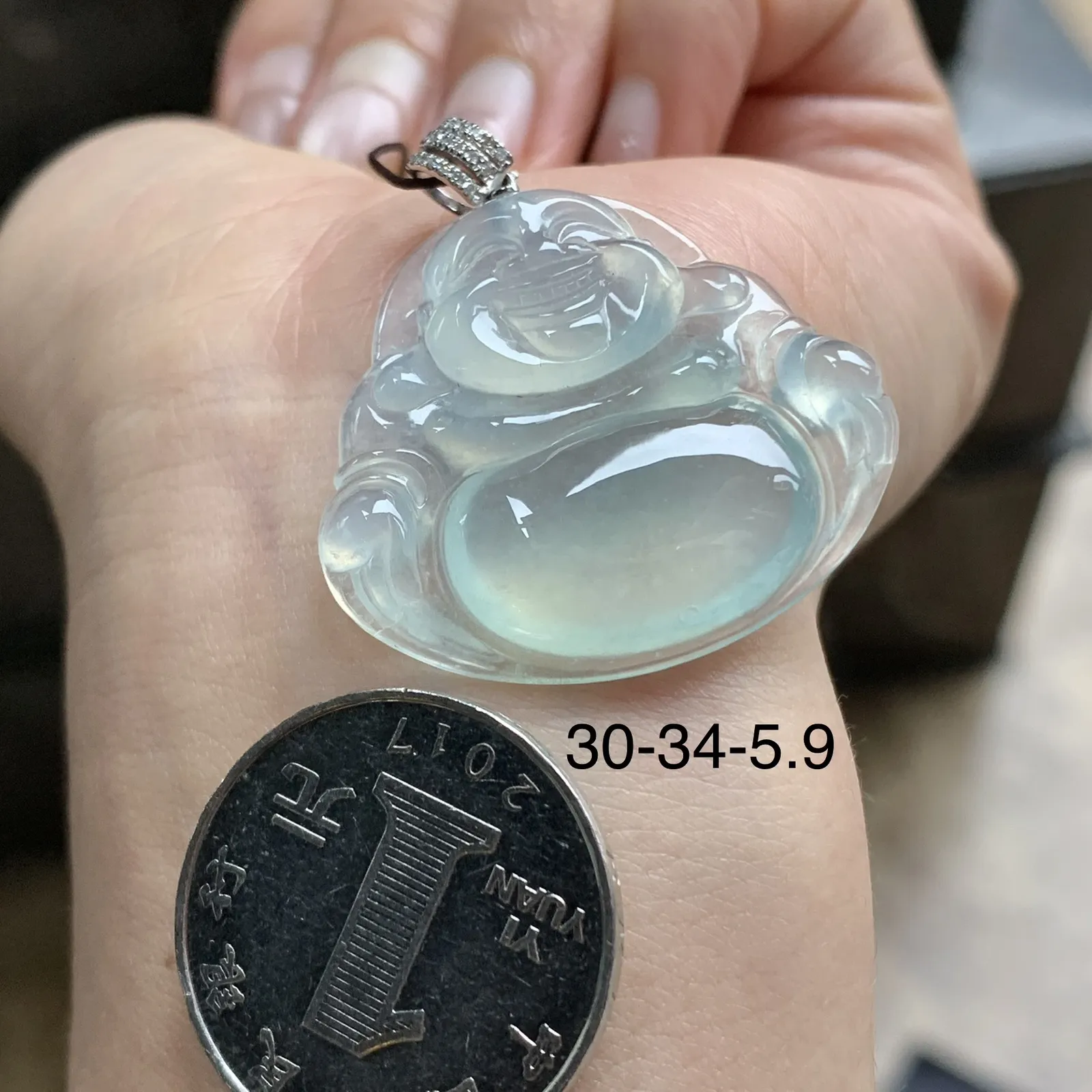 金扣冰种佛公^_^透亮荧光十足