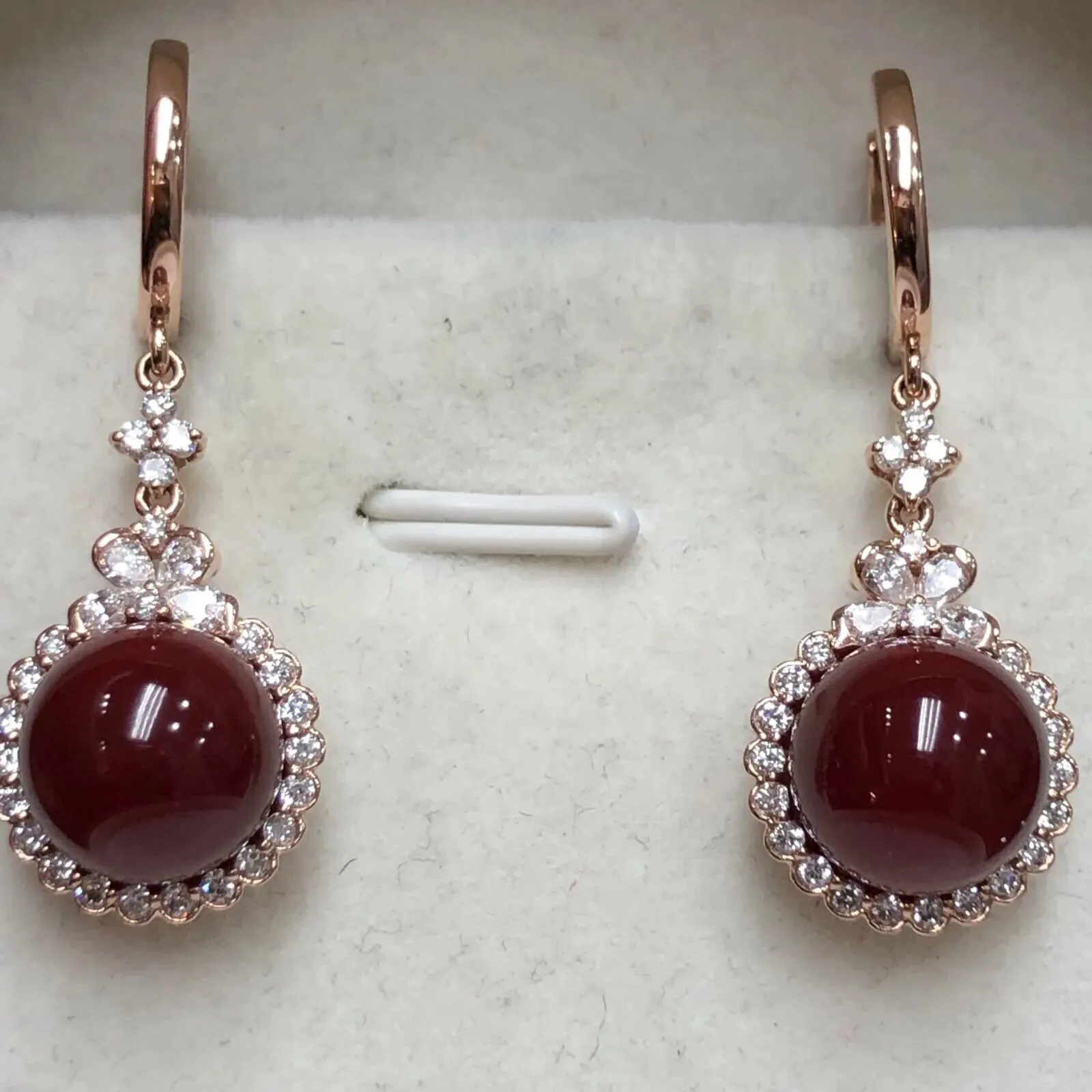 【典藏珍品】【天然阿卡赤血牛血红珊瑚10mm圆珠大钻满钻豪华镶嵌耳坠】可遇不可求！日本深海阿卡材料，