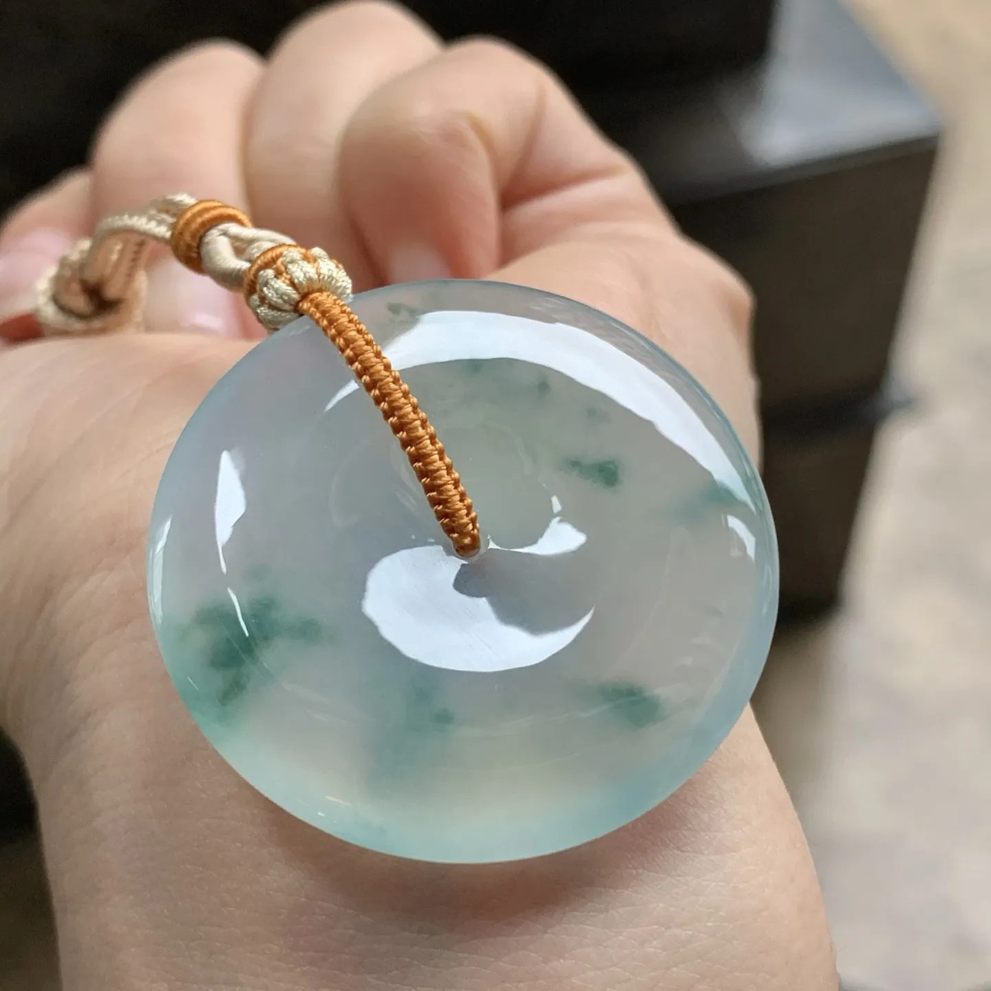 冰蓝花平安扣^_^种水足冰透