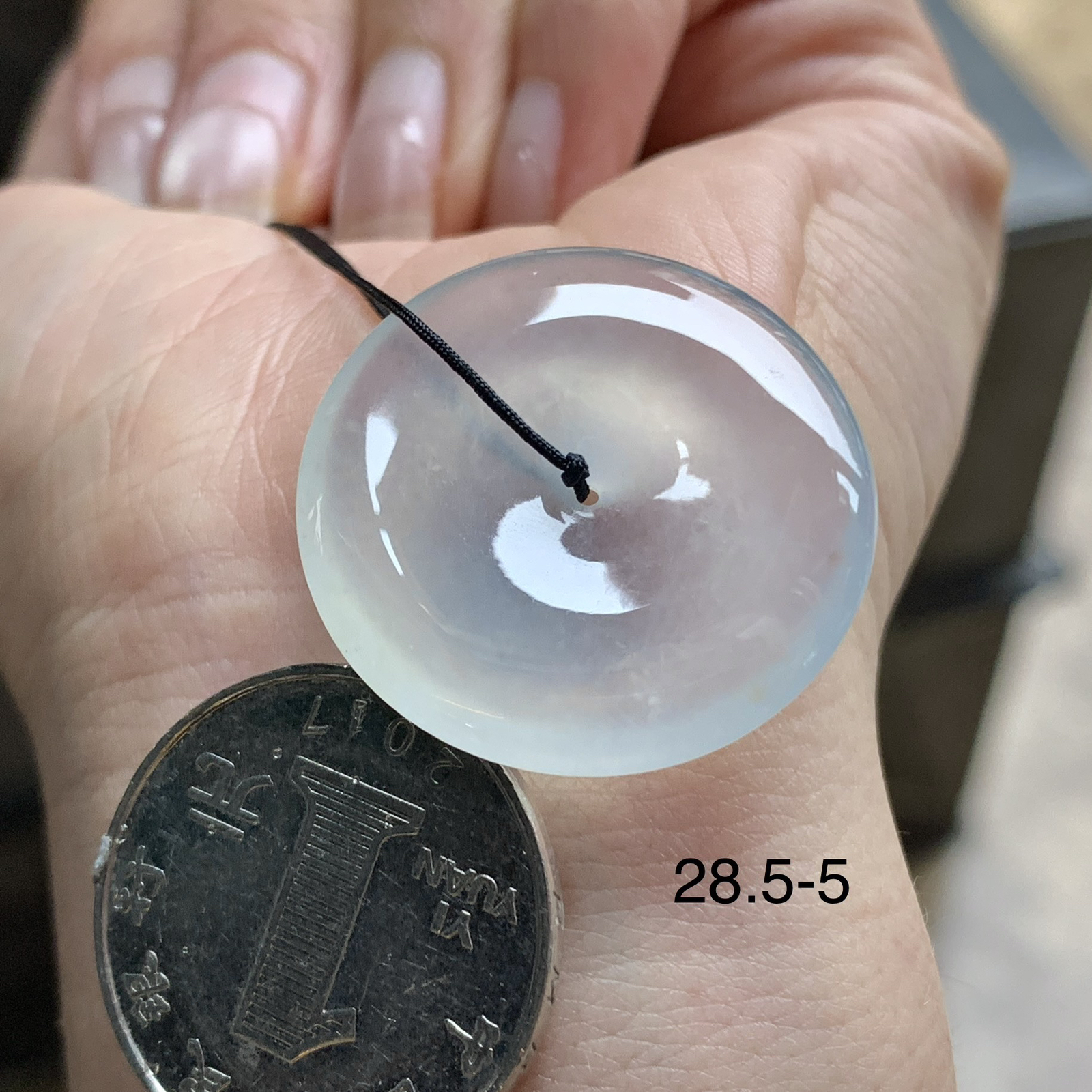 冰种平安扣^_^种老荧光十足 透亮