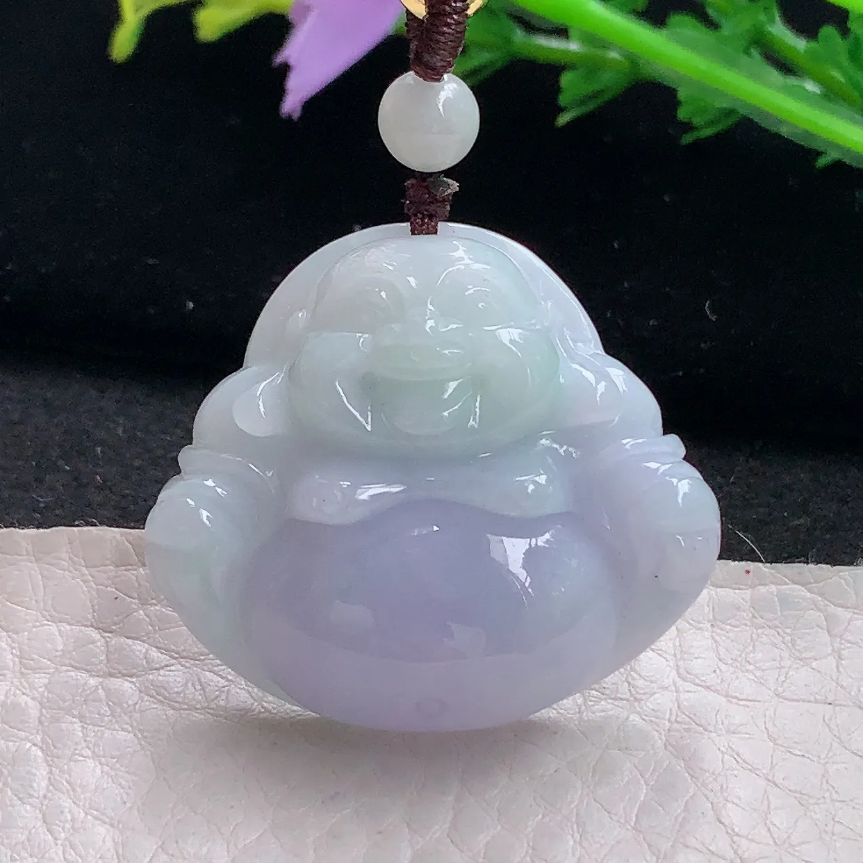 zen自然光40.5*41.2*12.6天然缅甸翡翠紫罗兰大佛公 弥勒佛玉吊坠 毛衣坠