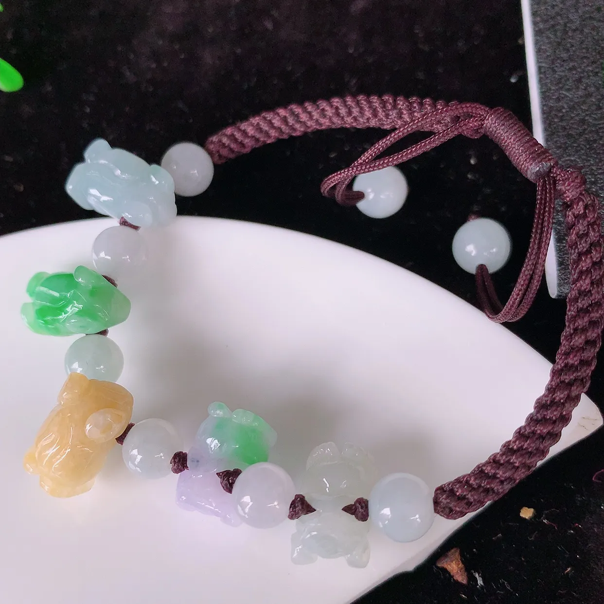 自然光实拍，冰润多宝翡翠猪手链，多彩翡翠手串，颜色丰富，料子细腻，高档大气， 自戴送礼佳品！#81.2取一尺寸12*8*7.2mm