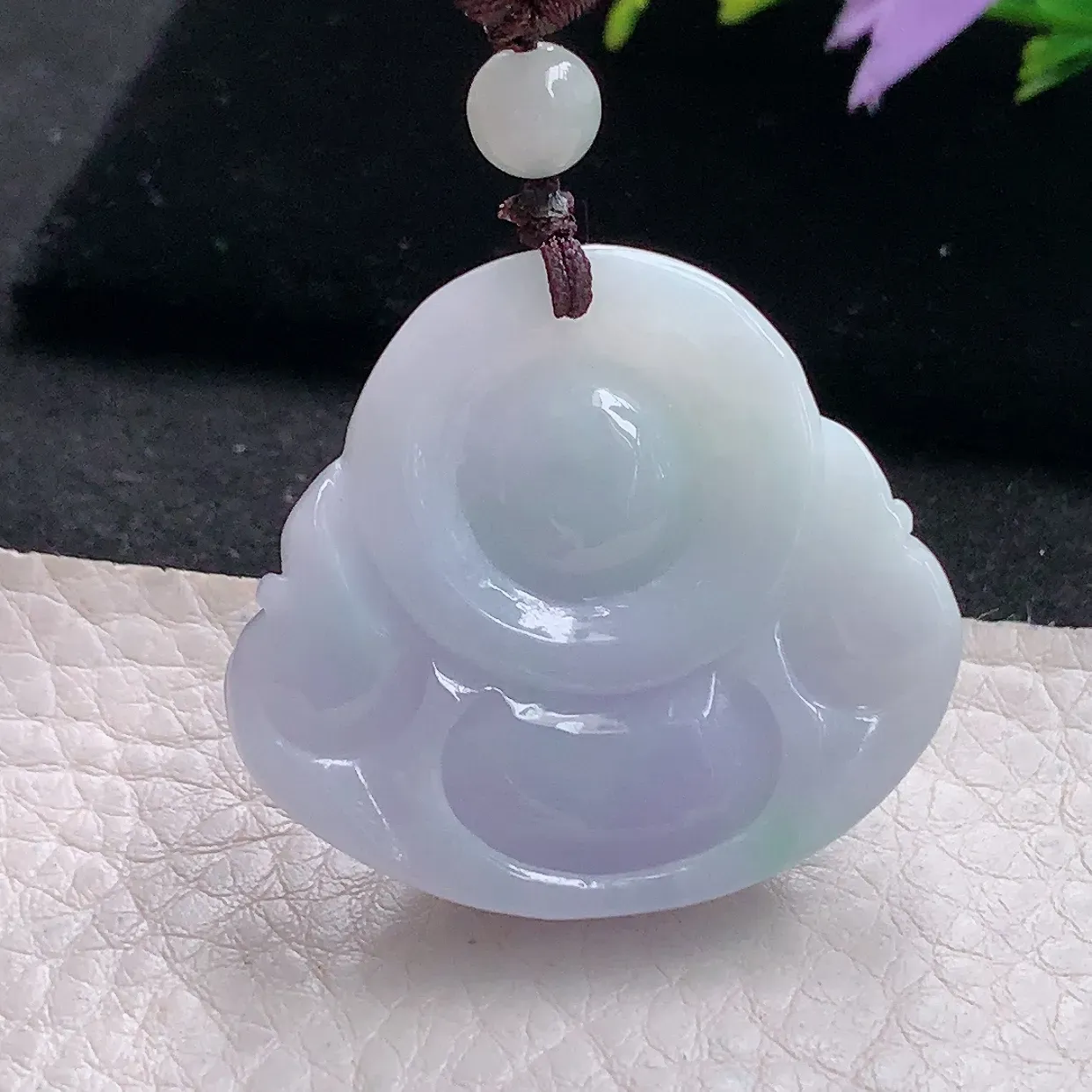 zen自然光40.5*41.2*12.6天然缅甸翡翠紫罗兰大佛公 弥勒佛玉吊坠 毛衣坠