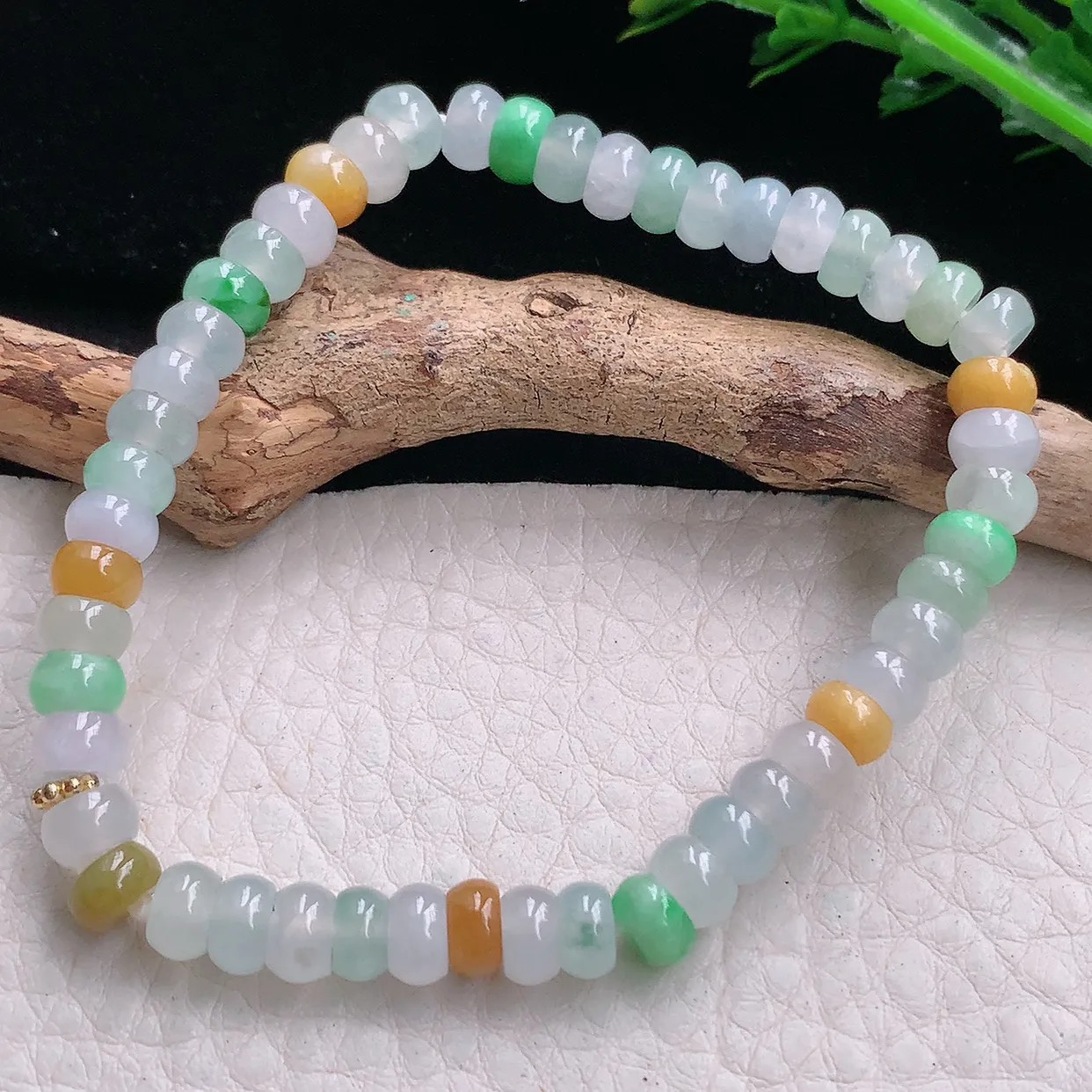 zen自然光6*3.3mm天然缅甸翡翠算盘珠玉手链 手串