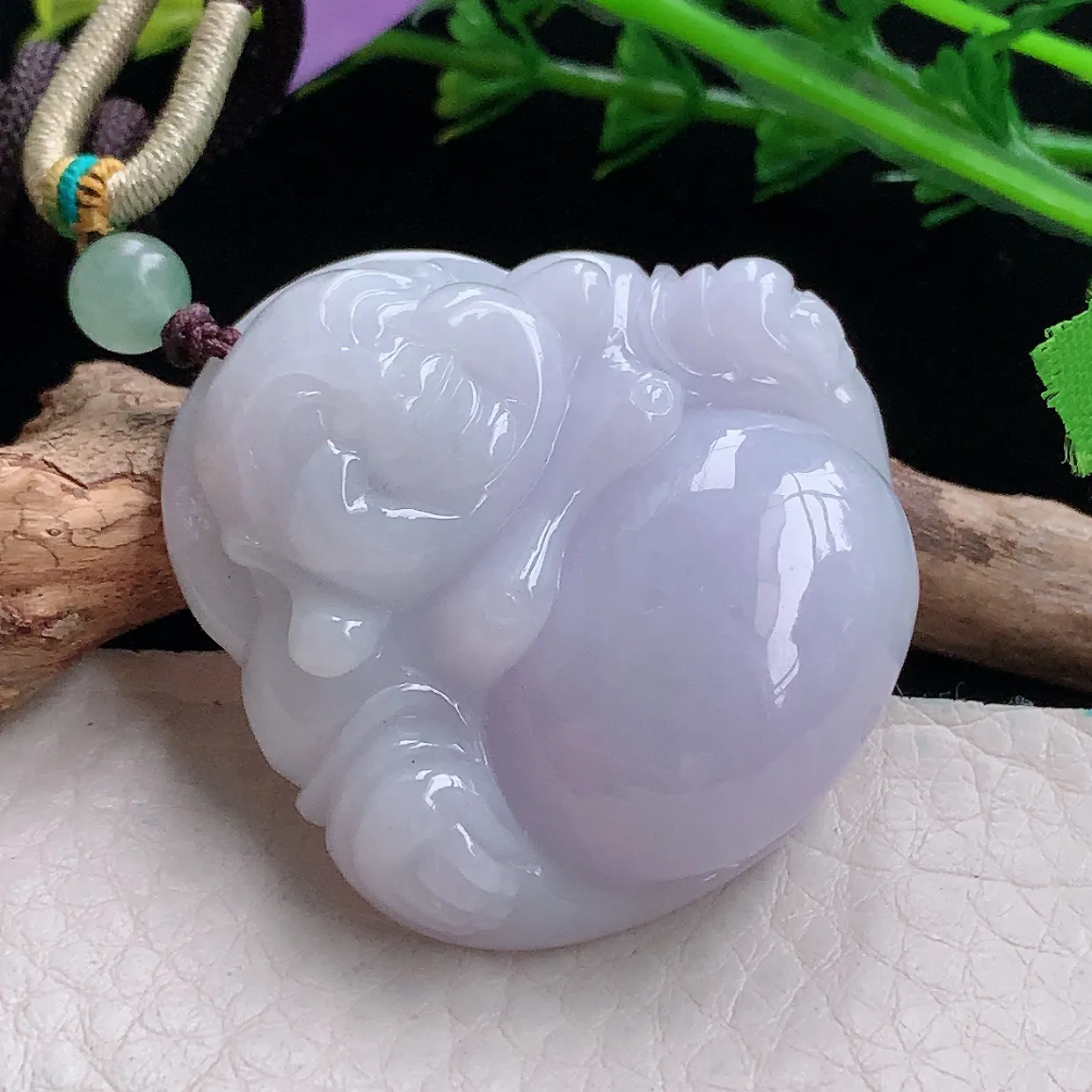 zen自然光28.8*31.3*12.6天然缅甸翡翠紫罗兰佛公 弥勒佛玉吊坠