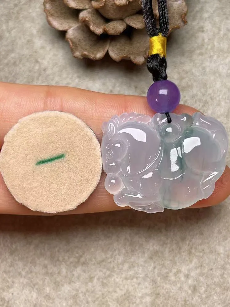 冰种飘花【马到成功】吊坠，种水好，玉质细腻 ，卖相好‘.