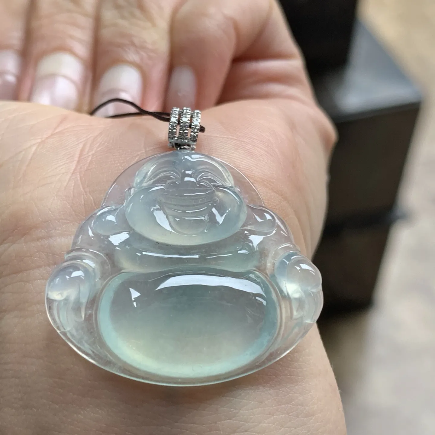 金扣冰种佛公^_^透亮荧光十足